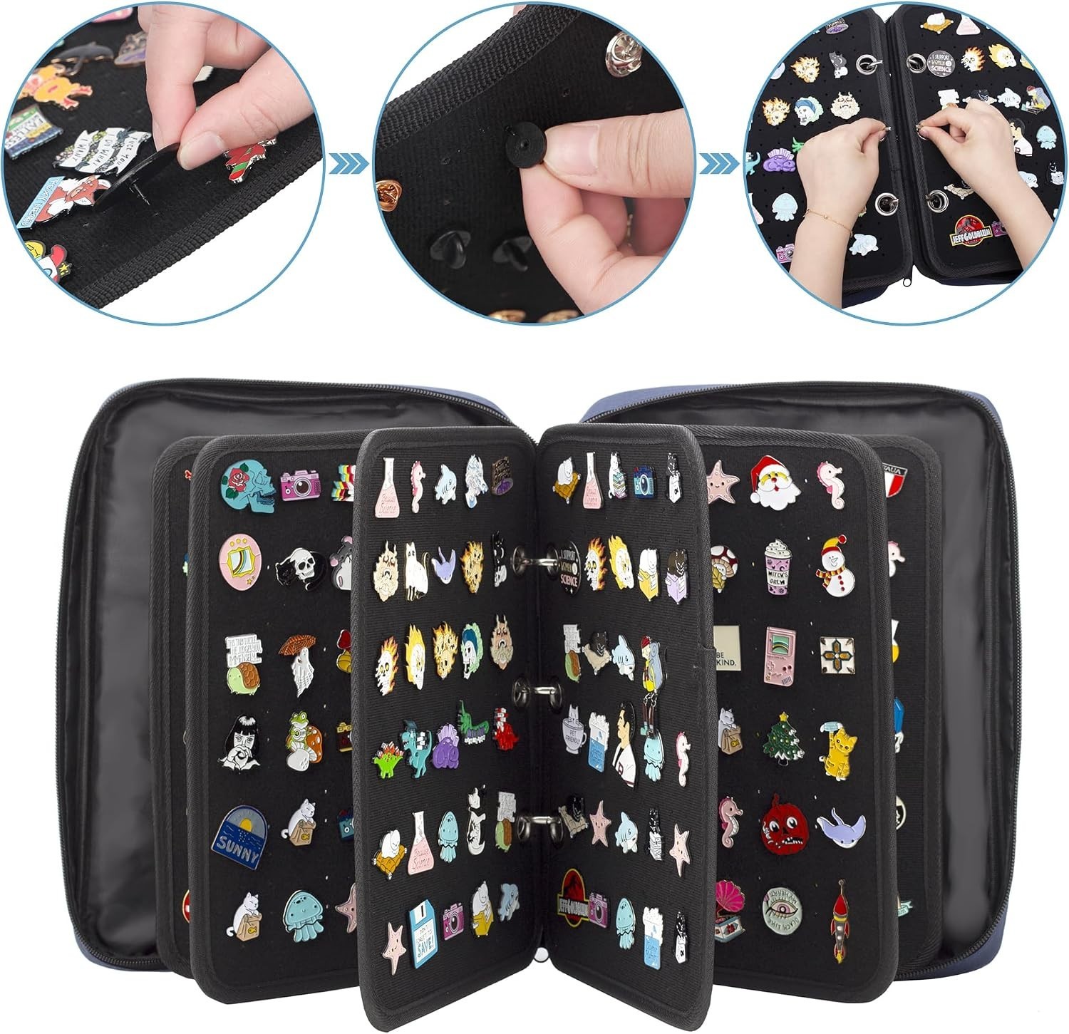 Versatile 3-Ring Enamel Pin Storage Case – Compact Design for Travel and Display