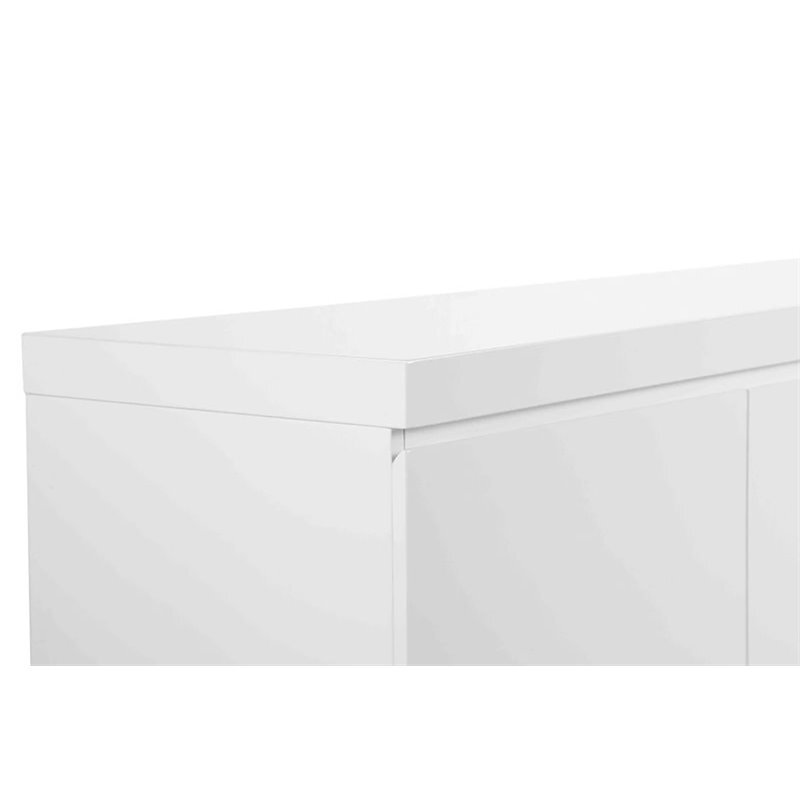 Pangea Home Sienna Modern Gloss Lacquer and Steel Metal Buffet in White