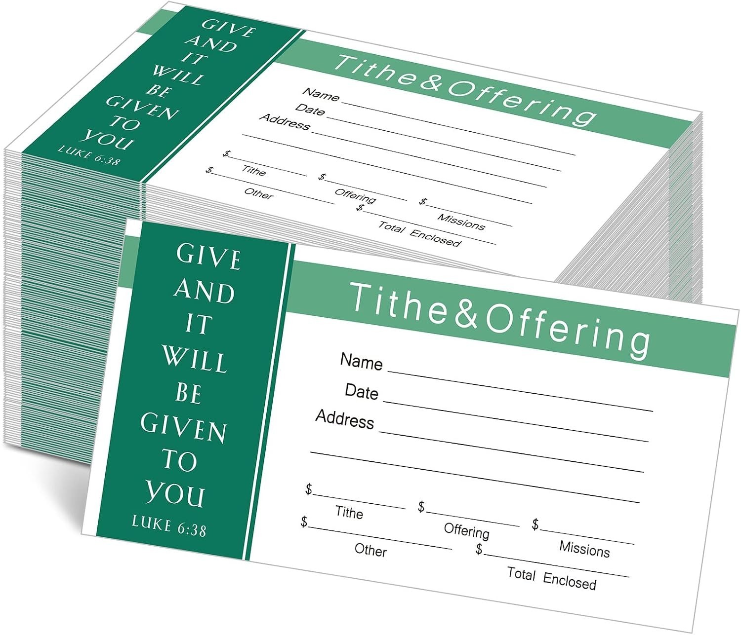 500 Count Tithes and Offering Envelopes for Donation Envelope Bill Size Checks a