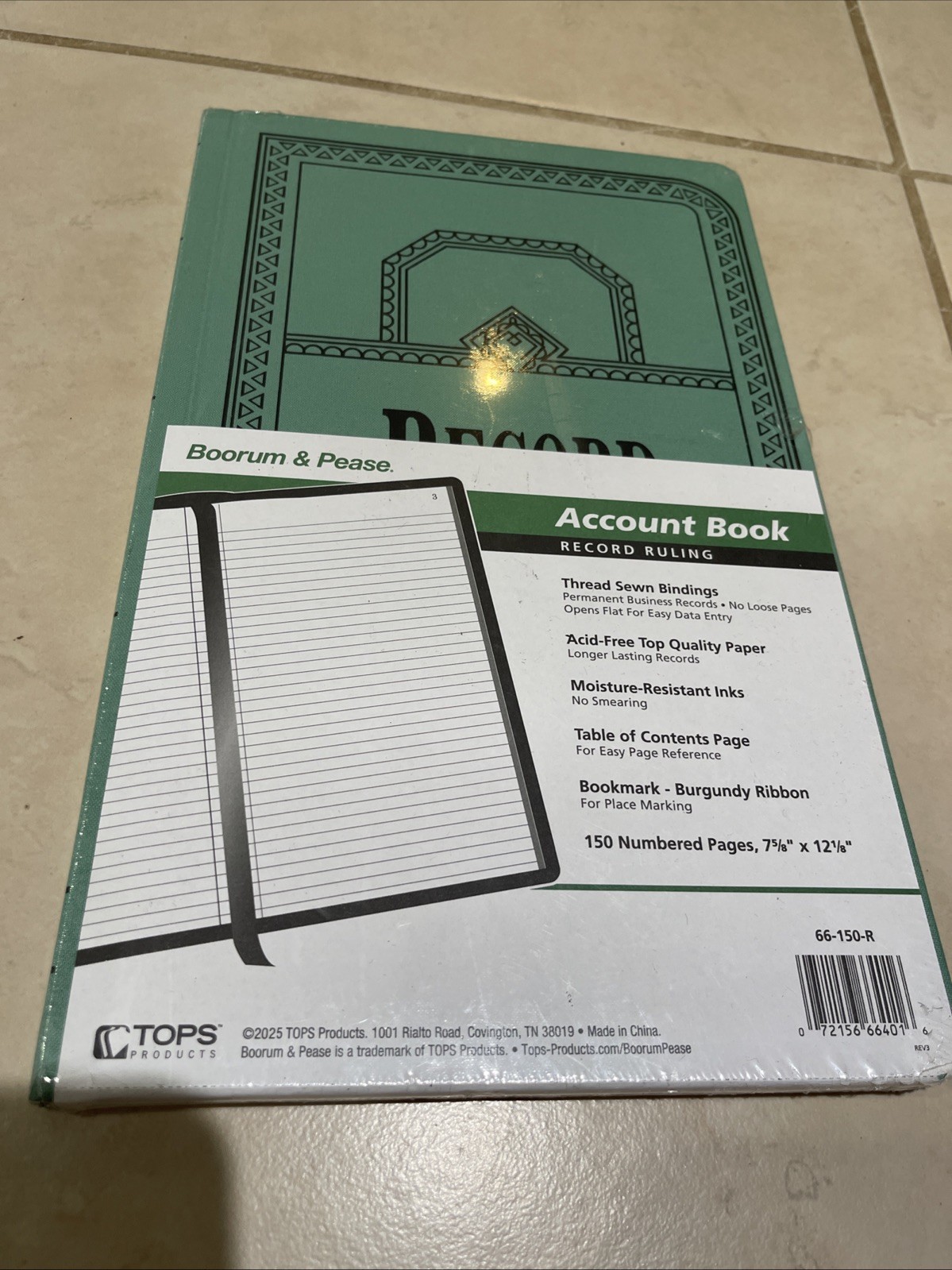 Boorum & Pease Account Book Record Ruling 66-150-R, 7-5/8″ x 12-1/8″ NEW