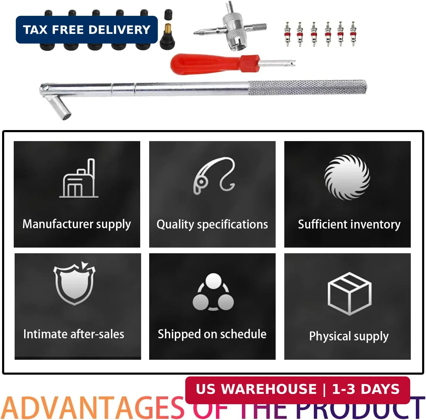 Tire Valve Stem Tool Puller and Installer Kit, Remover and Installation Set, 6 P