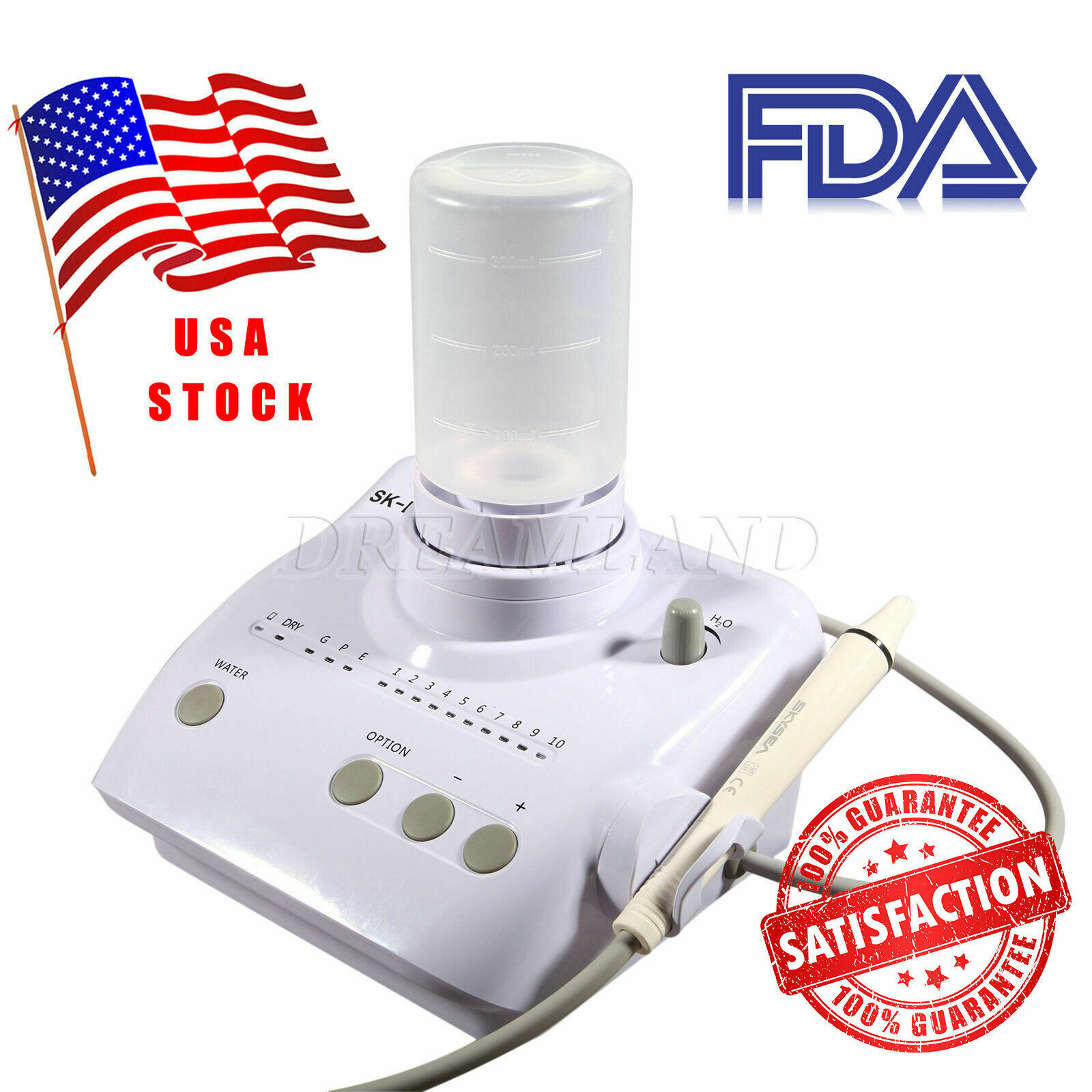 SK-E1 Dental Ultrasonic Scaler Compatible Cavitron EMS + 5*Tips + 2 Bottles Mh