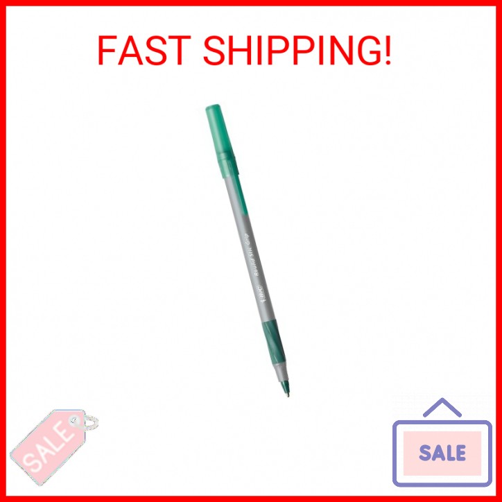 BIC Round Stic® Grip™ Xtra-Comfort Medium Ball Point Pen; Green; 12 Pack