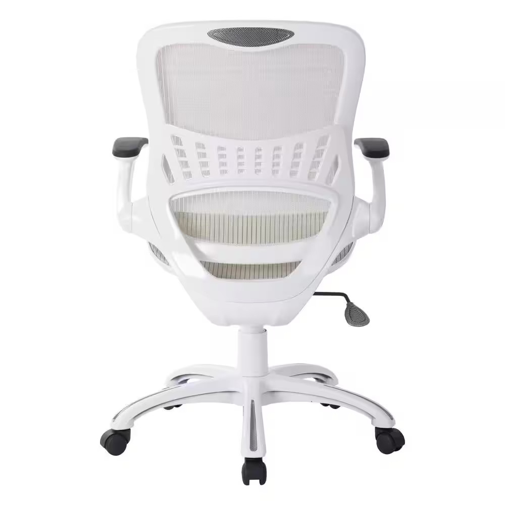 Riley 24.5 In. Wide White Upholstered Ergonomic Office Chair with Adjustable Hei