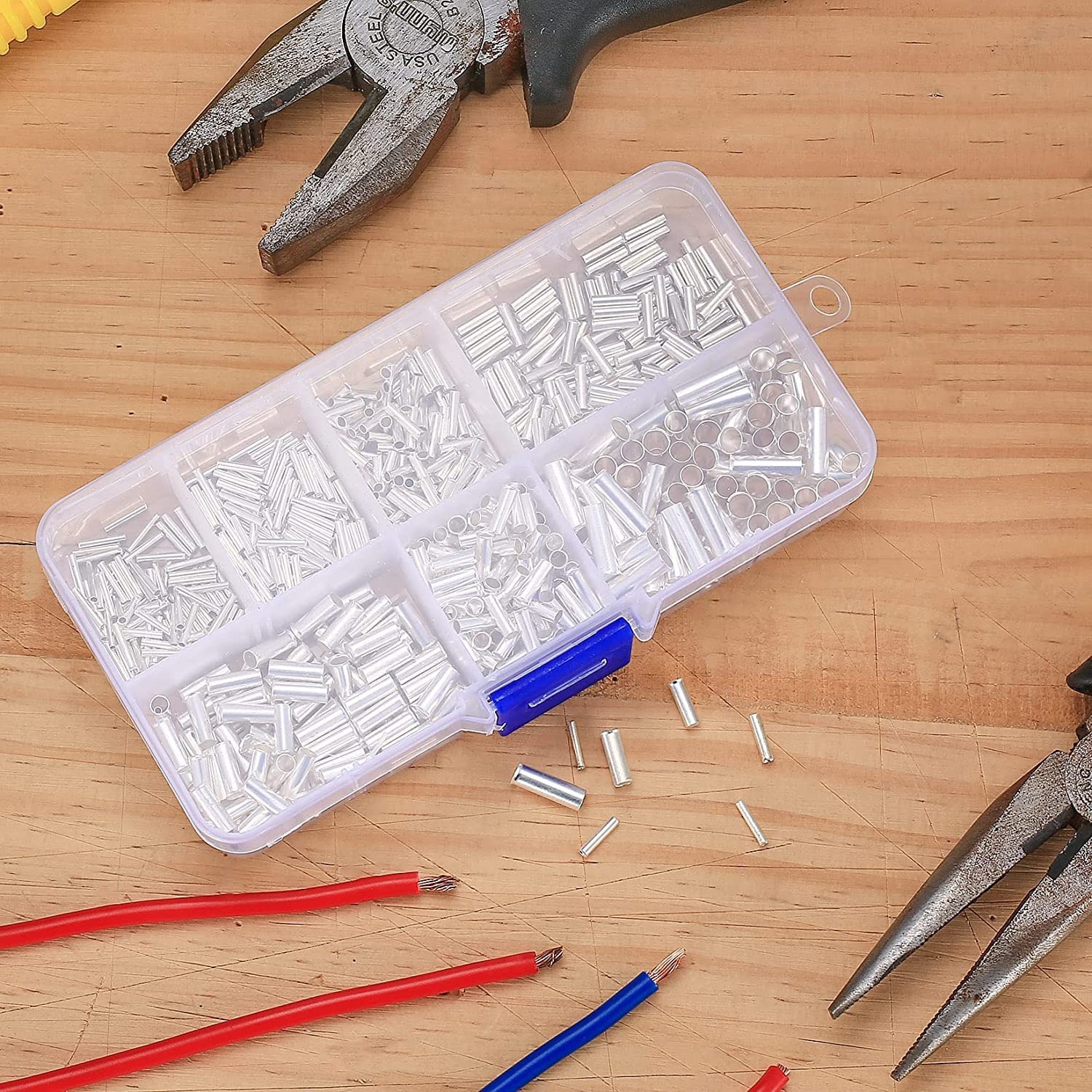 650 Pcs 7 Sizes Wire Ferrules Kit, Tinned Copper Crimp Connectors, Silver