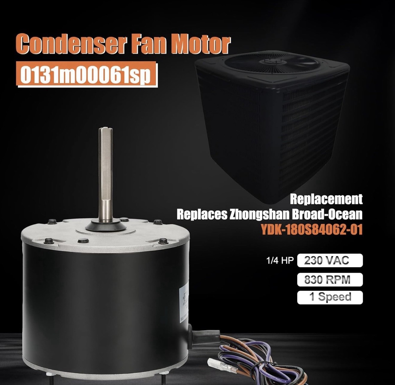 0131M00061SP 1/4 HP Condenser Fan Motor for Goodman Amana Janitrol 0131M00014PS