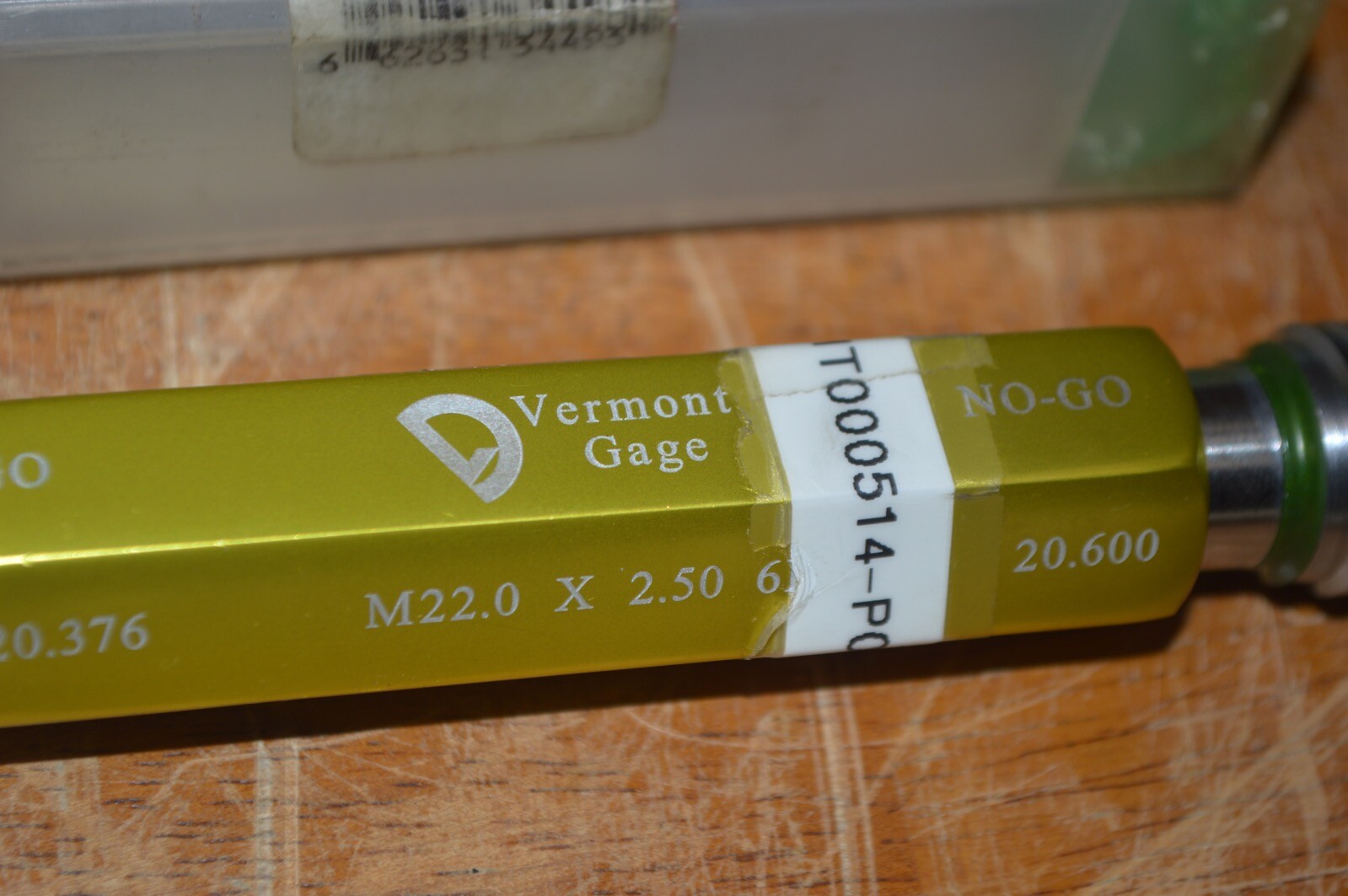 Vermont M22 x 2.5 6H Thread Plug Gage 6H Go No Go P.D.’s= 20.376 & 20.600
