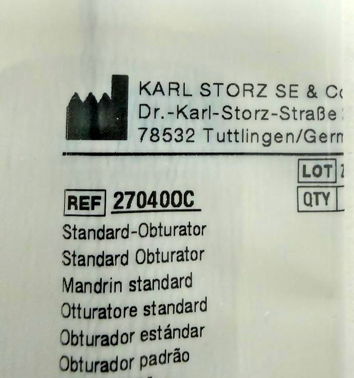 Karl Storz – Item No: 27040OC – Standard Obturator, 24/26 Fr, Yellow
