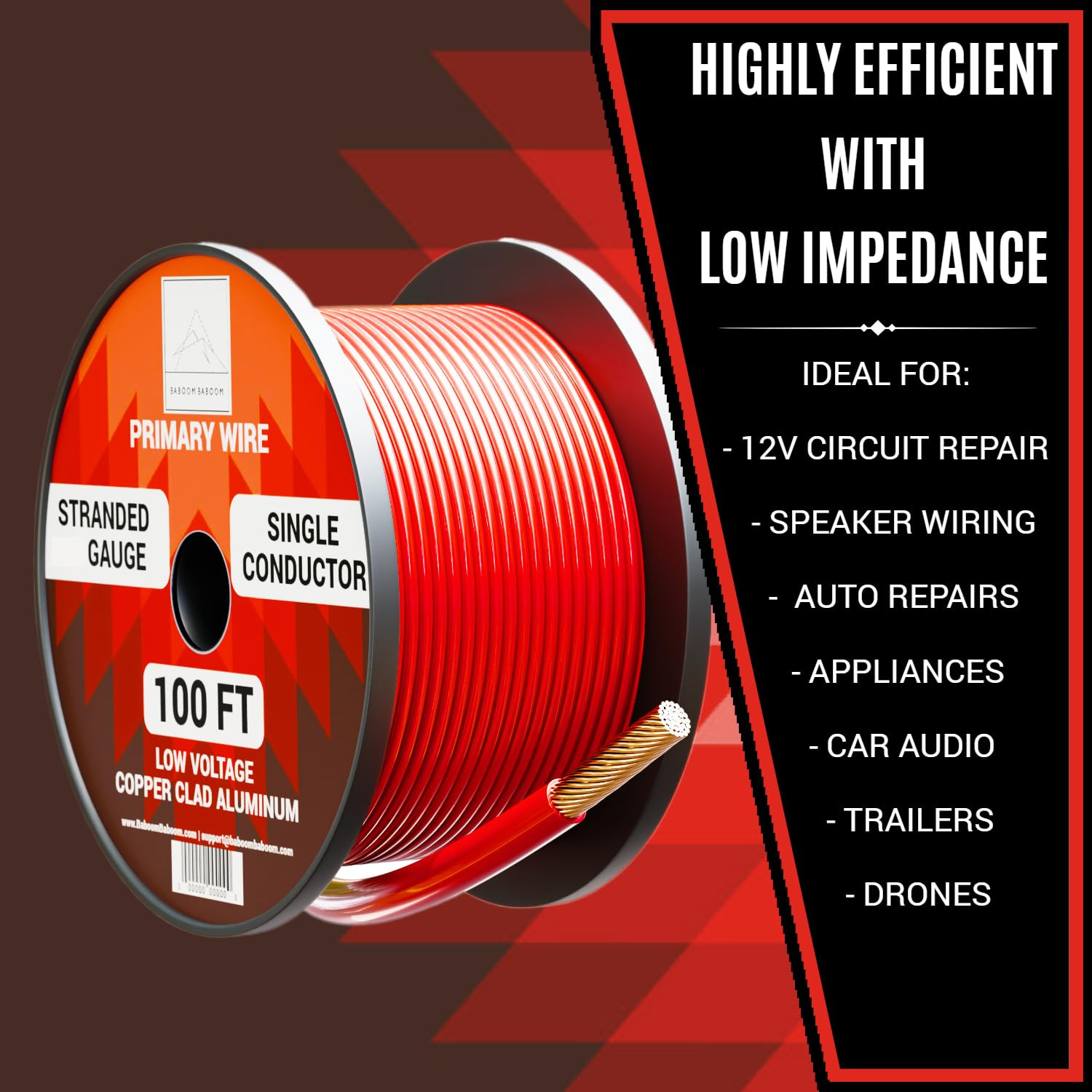 22 Gauge Wire Combo 6 Pack (600Ft Total) 100Ft per Roll, 12V Low Voltage Automot