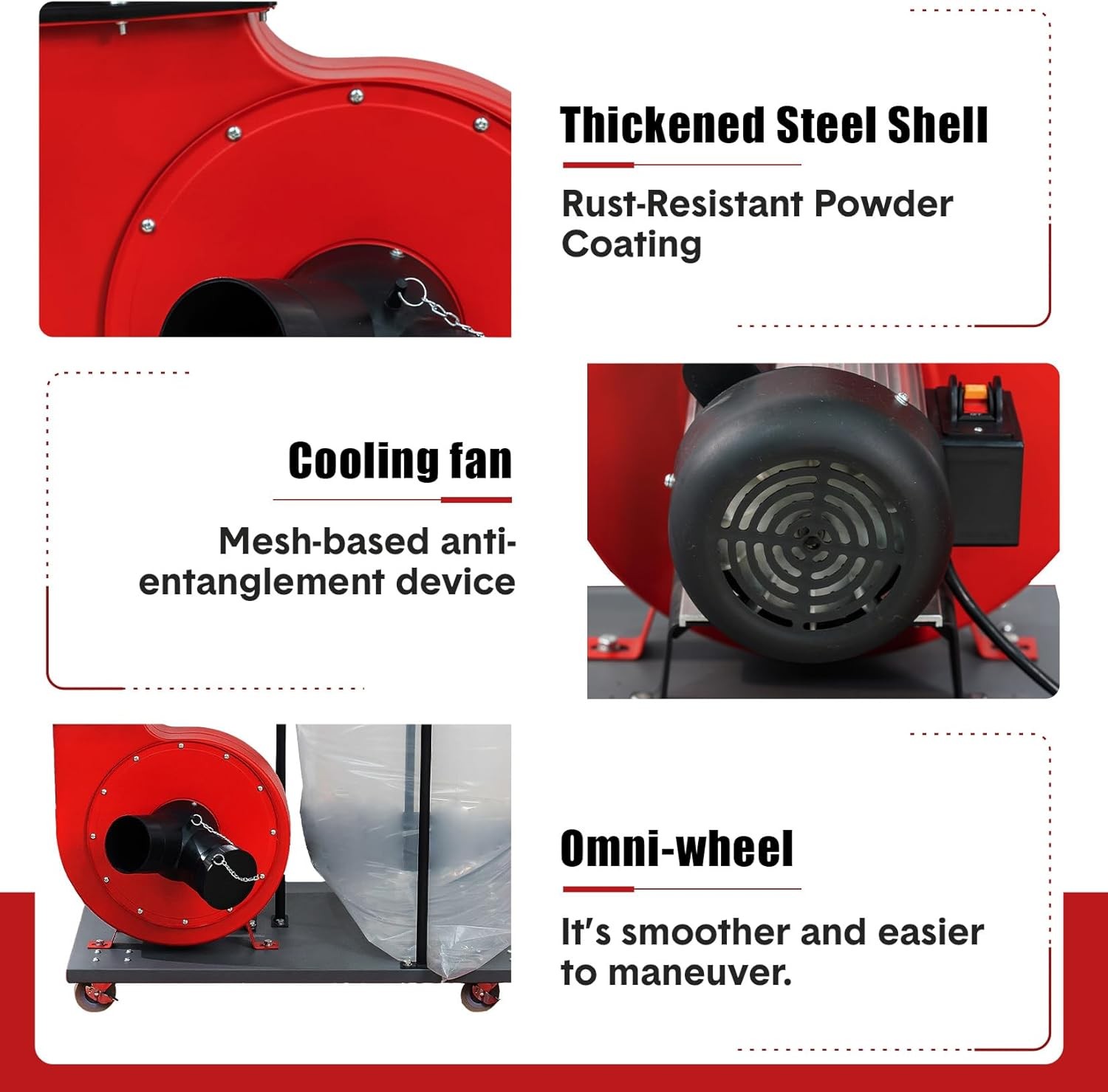 15-Gal Woodworking Dust Collector 1500W (2HP) Workshop Dust Collection System