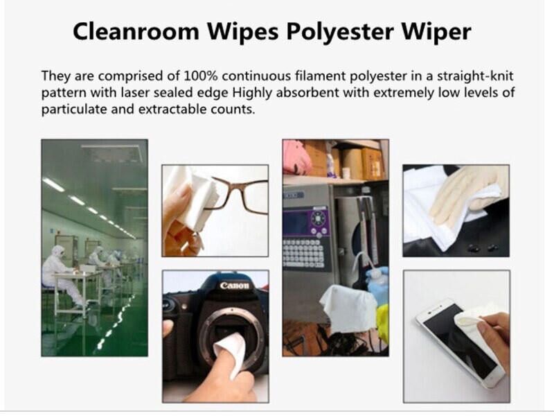9″X9″ 100% Polyester High Density Cleanroom Wiper Dust & Lint Free 100 pcs/Bag