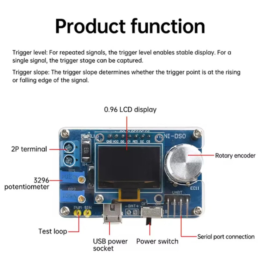 DIY Mini Digital Oscilloscope Electronic Kit STC Soldering Practice Project Kit