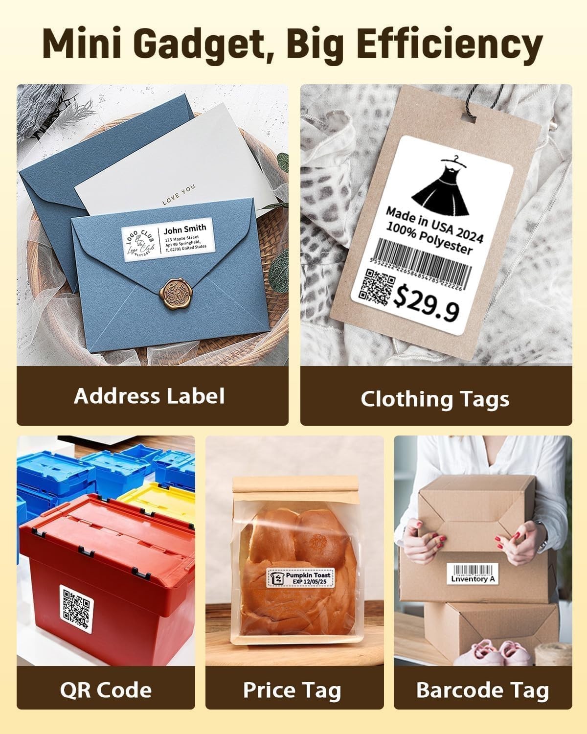 Label Maker Machine with Tape, Bluetooth Thermal Label Printer for Small Busines