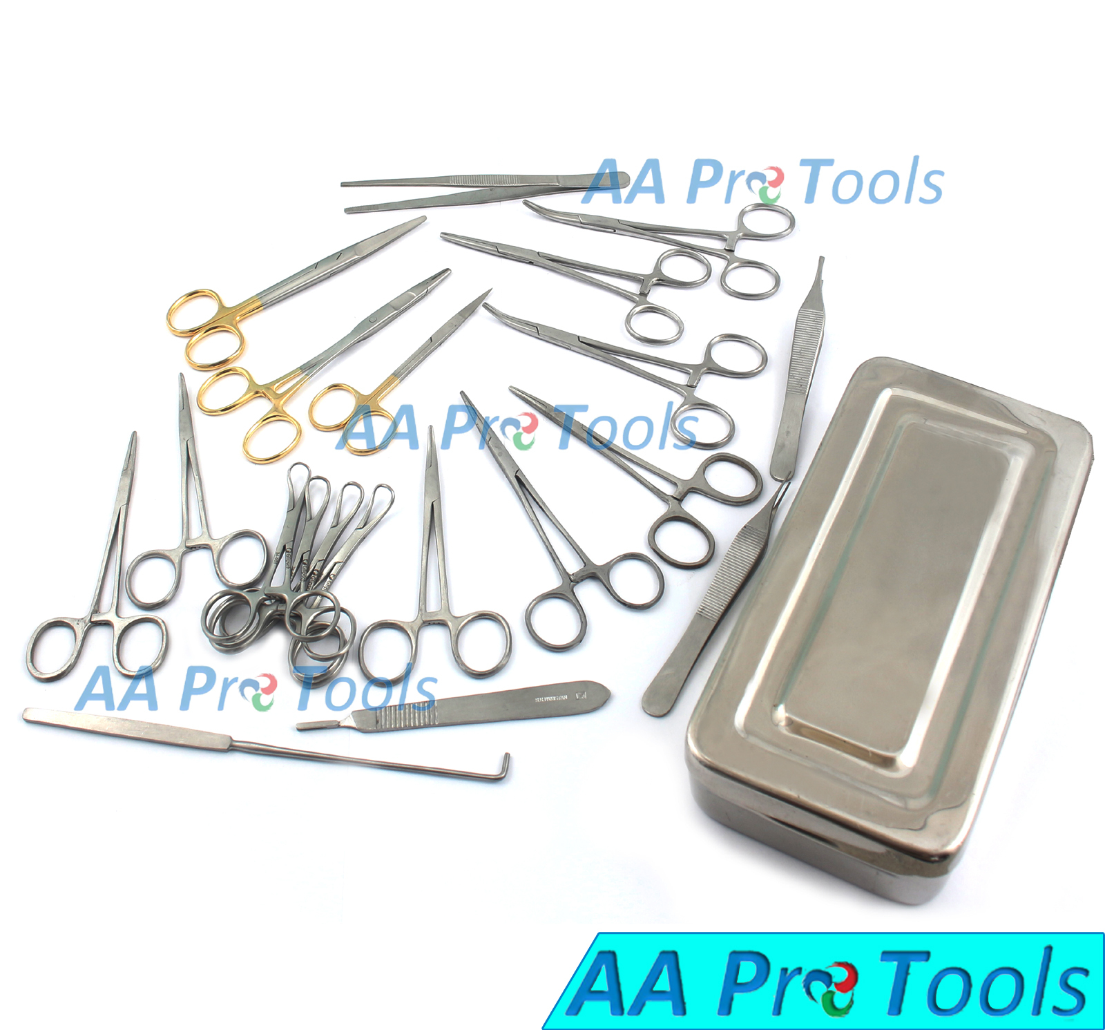 20 Pcs Feline Spay Kit, W/Instruments Box Cat, Small Animals Surgery Instruments