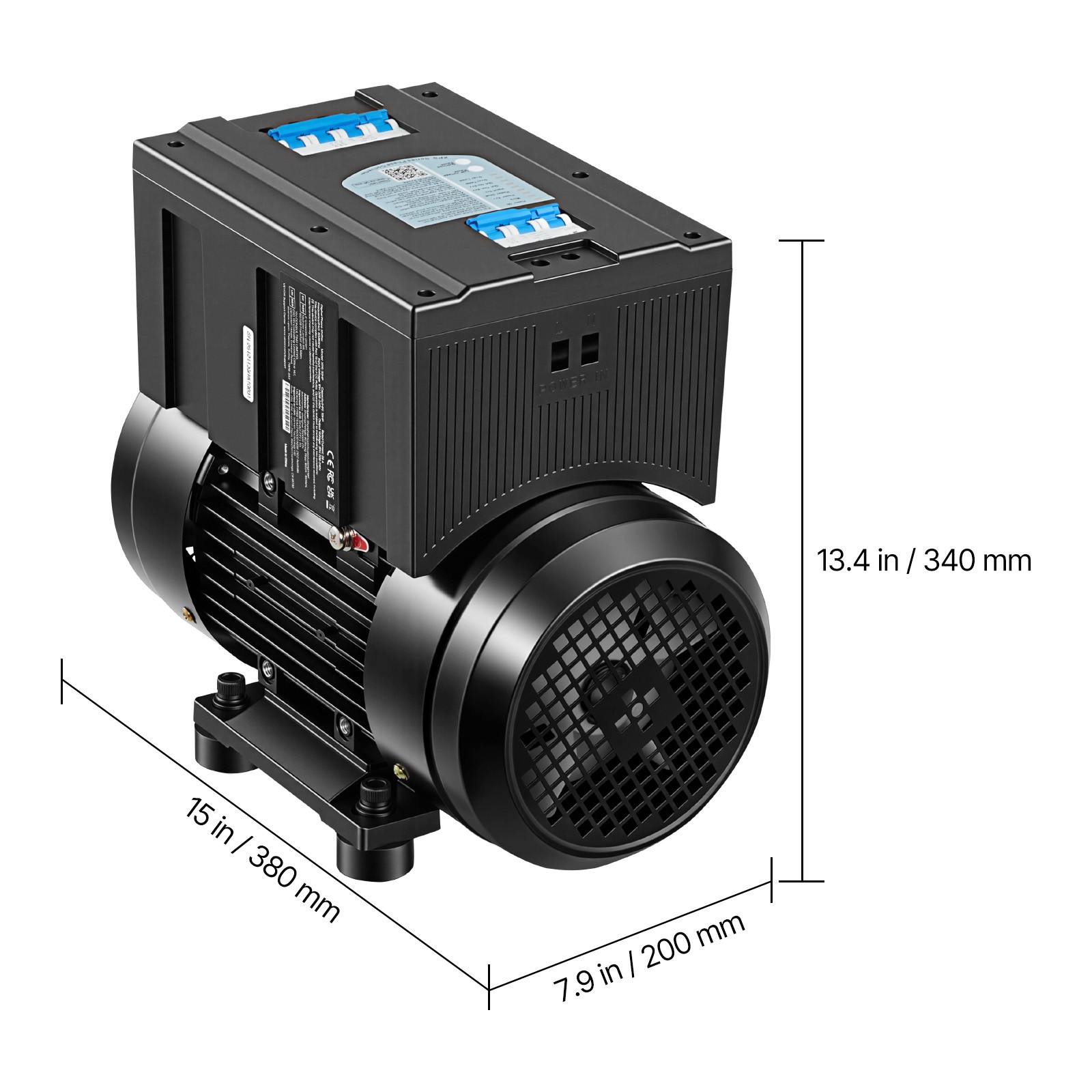 Uimoso Single to Three-Phase Rotary Phase Converter 5HP 14A208-240V Input/Output