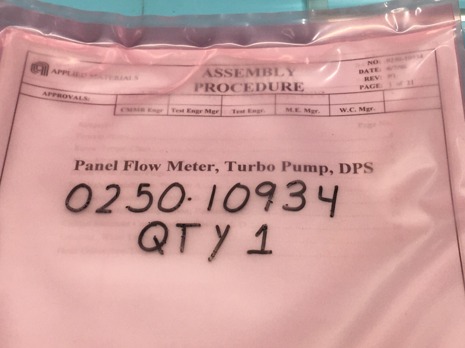 AMAT 0240-37532 Kit, Water Lines, Turbo Pump, DPS Chamber, 0250-10934, 159445