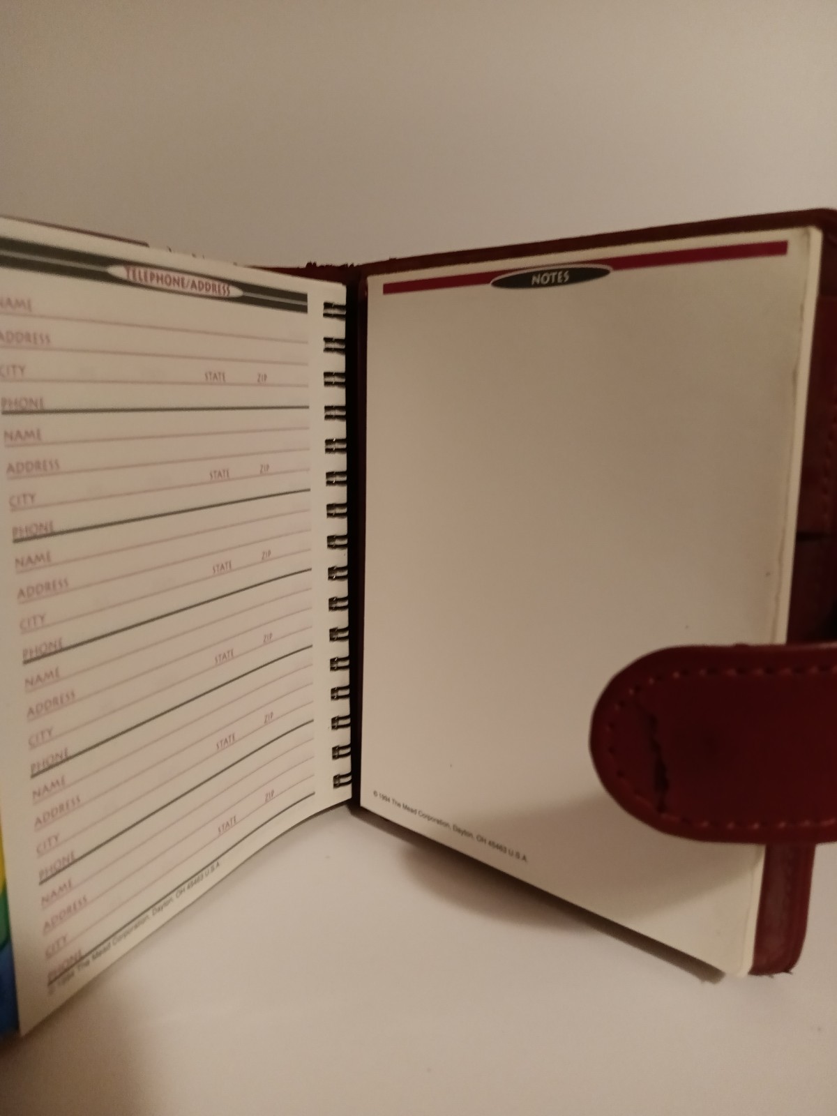 Vtg Mead Cambridge Fat Little Day Planner Snap 1994 Faux Black Leather Full