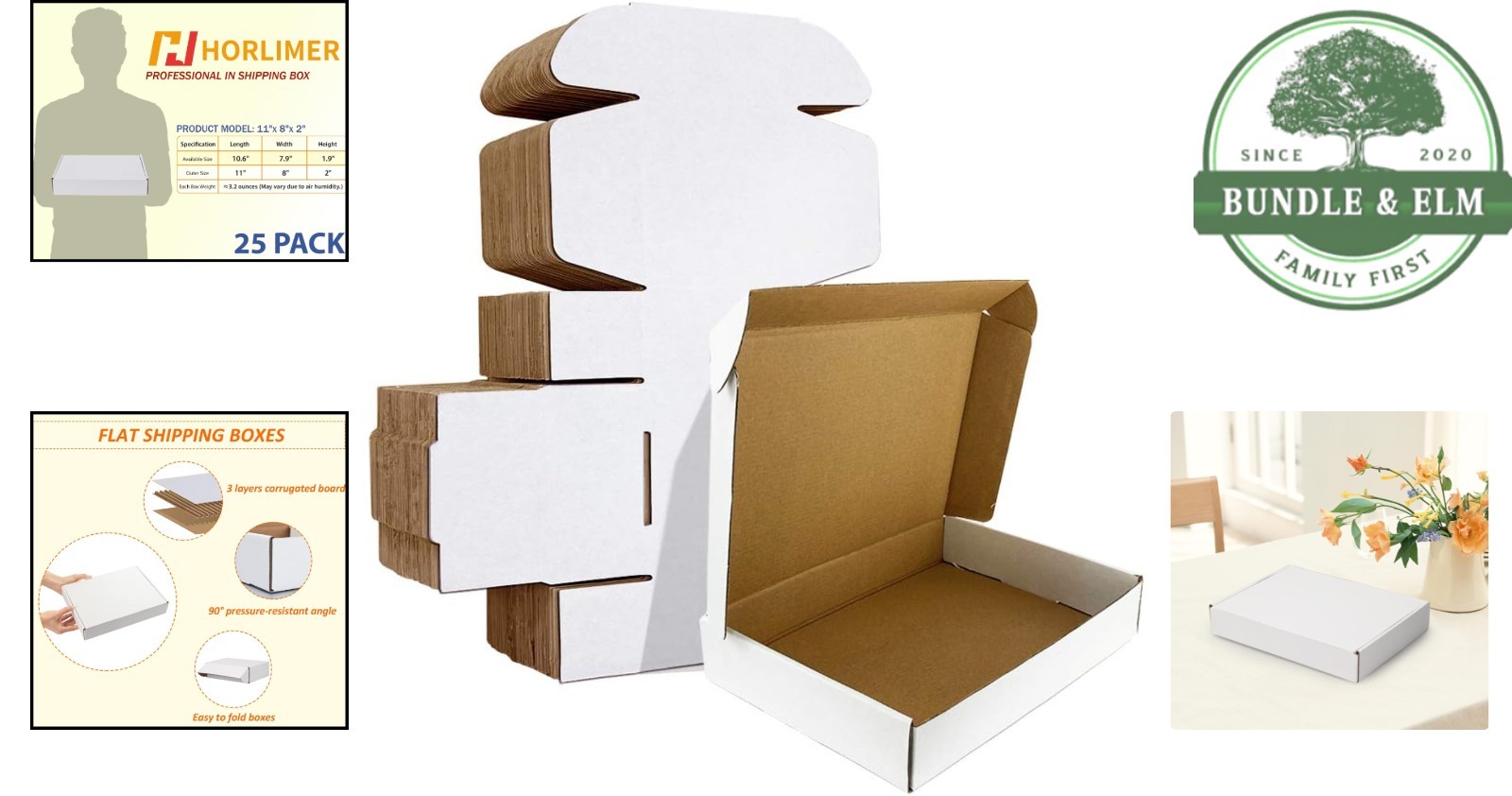 Versatile White Cardboard Boxes, Set of 25 for Shipping or Organizing Items