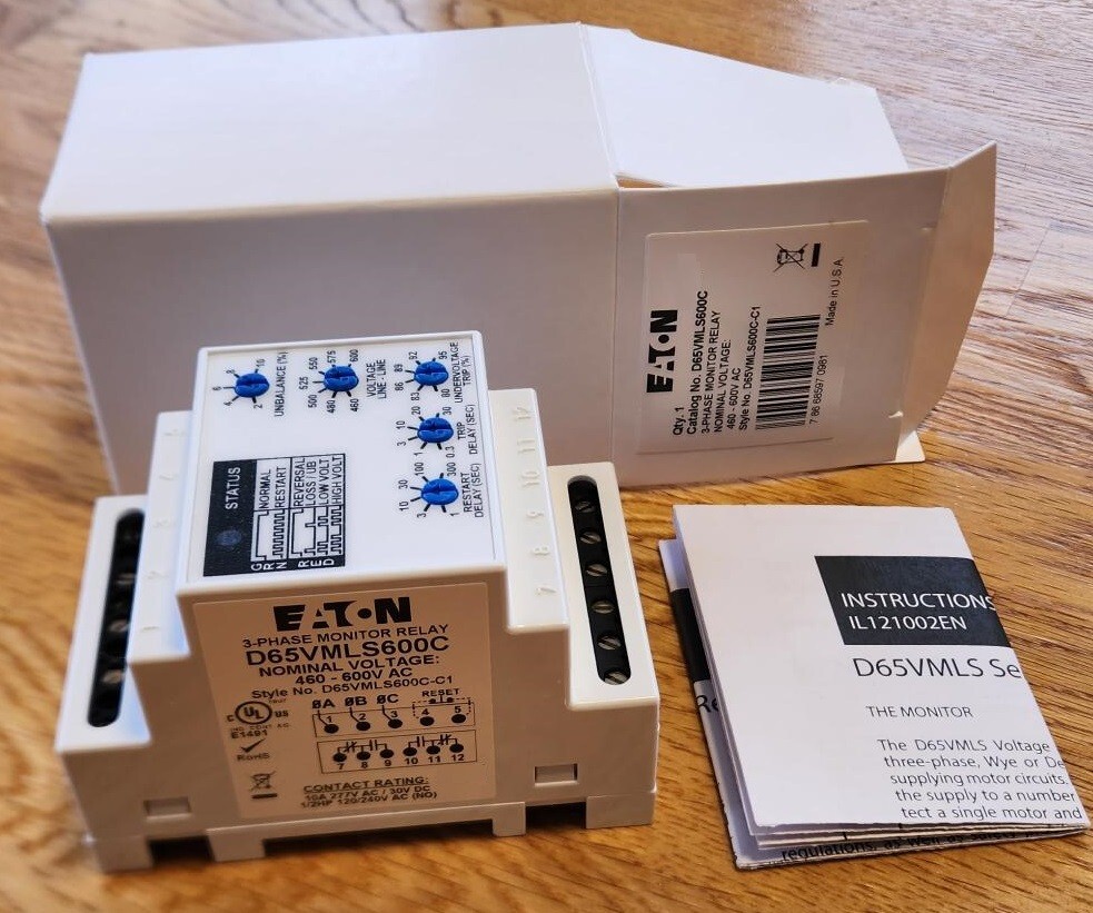 Eaton D65VMLS600C 3-Phase Monitor Relay 460-600VAC – NEW! FAST SHIP! GUARANTEED!