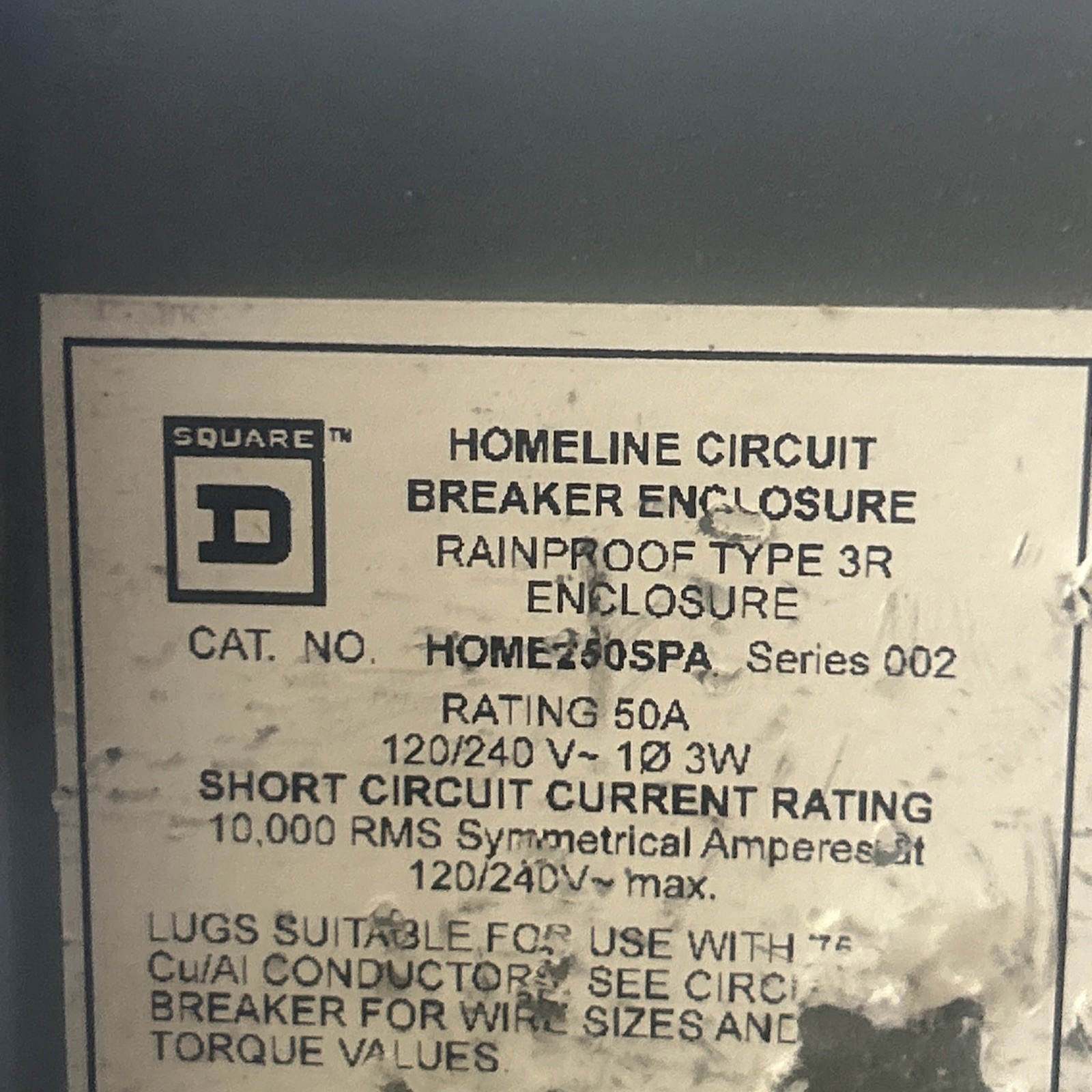 Square D HOME250SPA Homeline 50A Enclosed Main Breaker