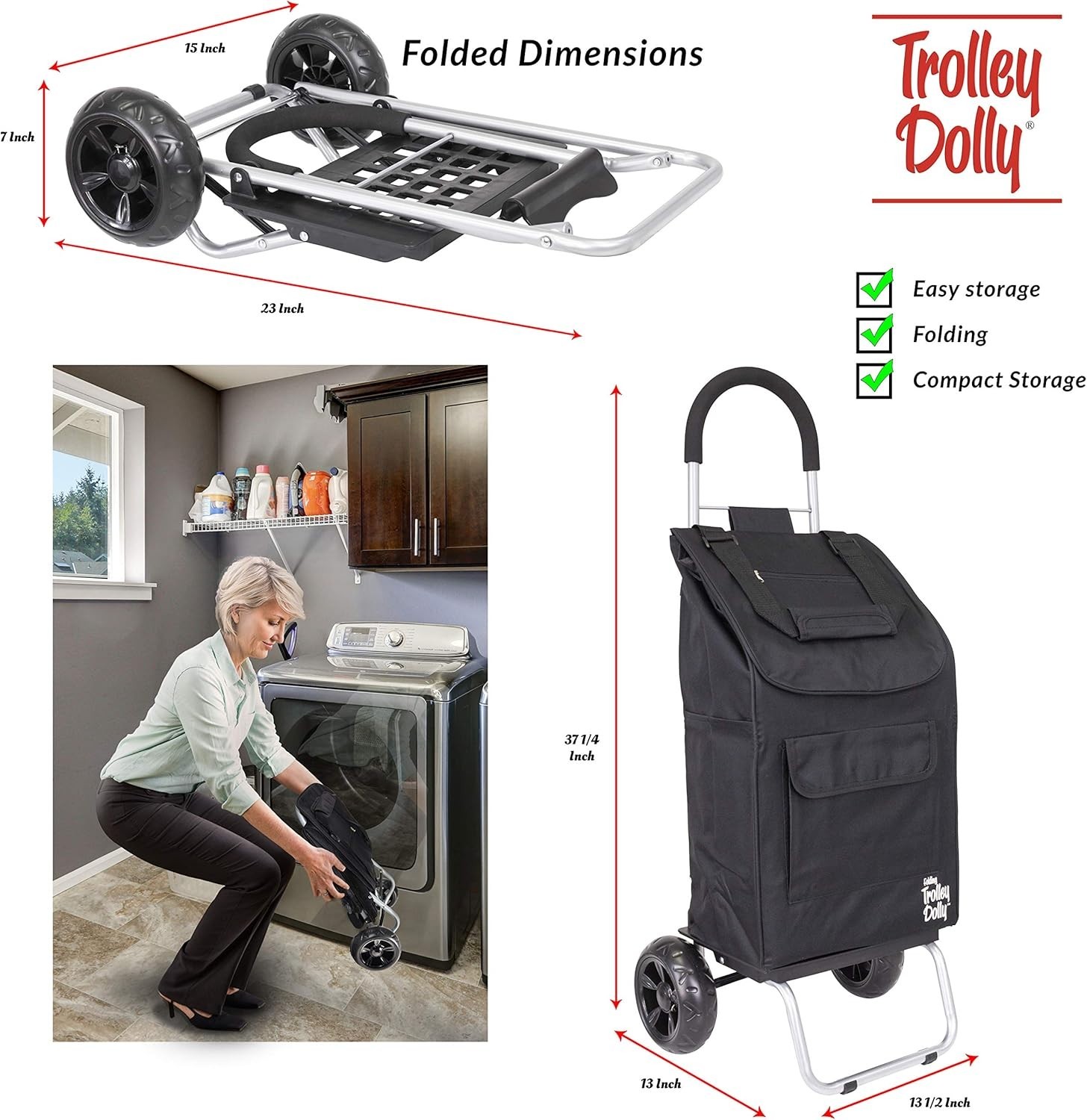 Lightweight All-Terrain Grocery Trolley Dolly – 110 lbs Capacity, Compact & Chic