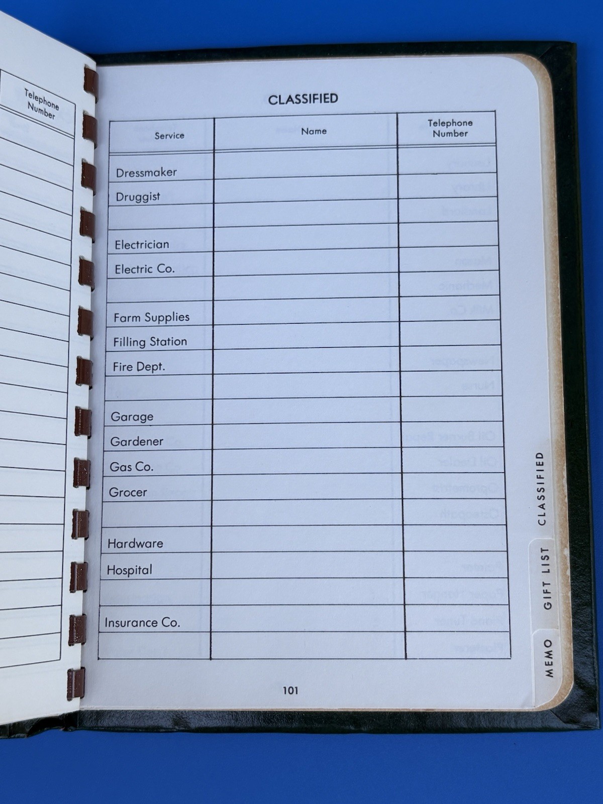 True Vintage 20th Century Addresses Phonebook Planner Dark Green Unused Memo