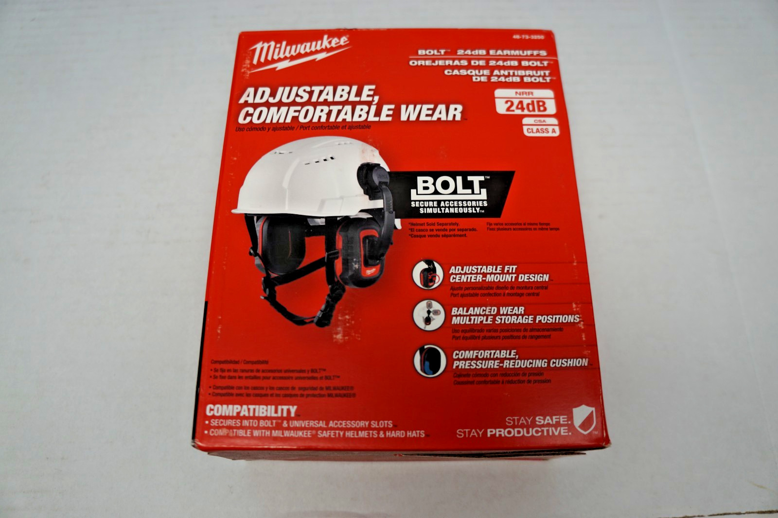 Milwaukee 48-73-3250 BOLT 24dB Earmuffs, Use with Safety Helmets and Hard Hats.