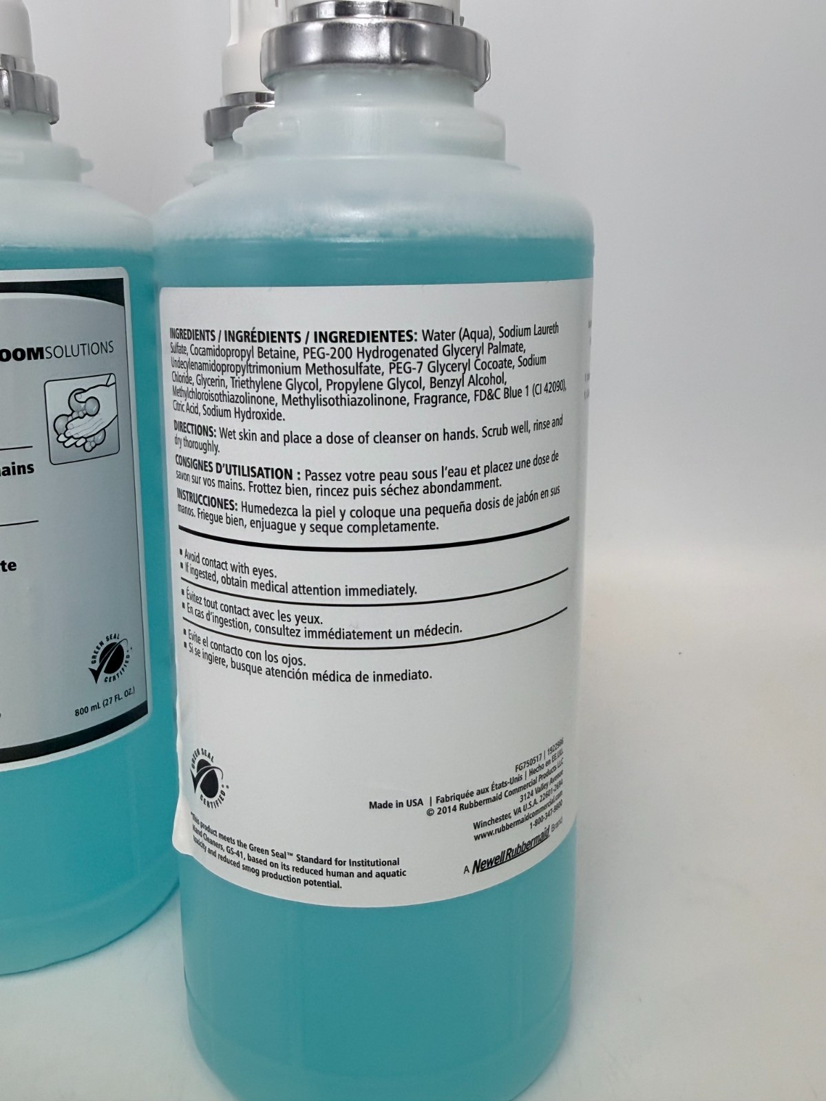 3PACK Rubbermaid Commercial Products Enriched Hand Soap Lotion Moisturizer 800ml