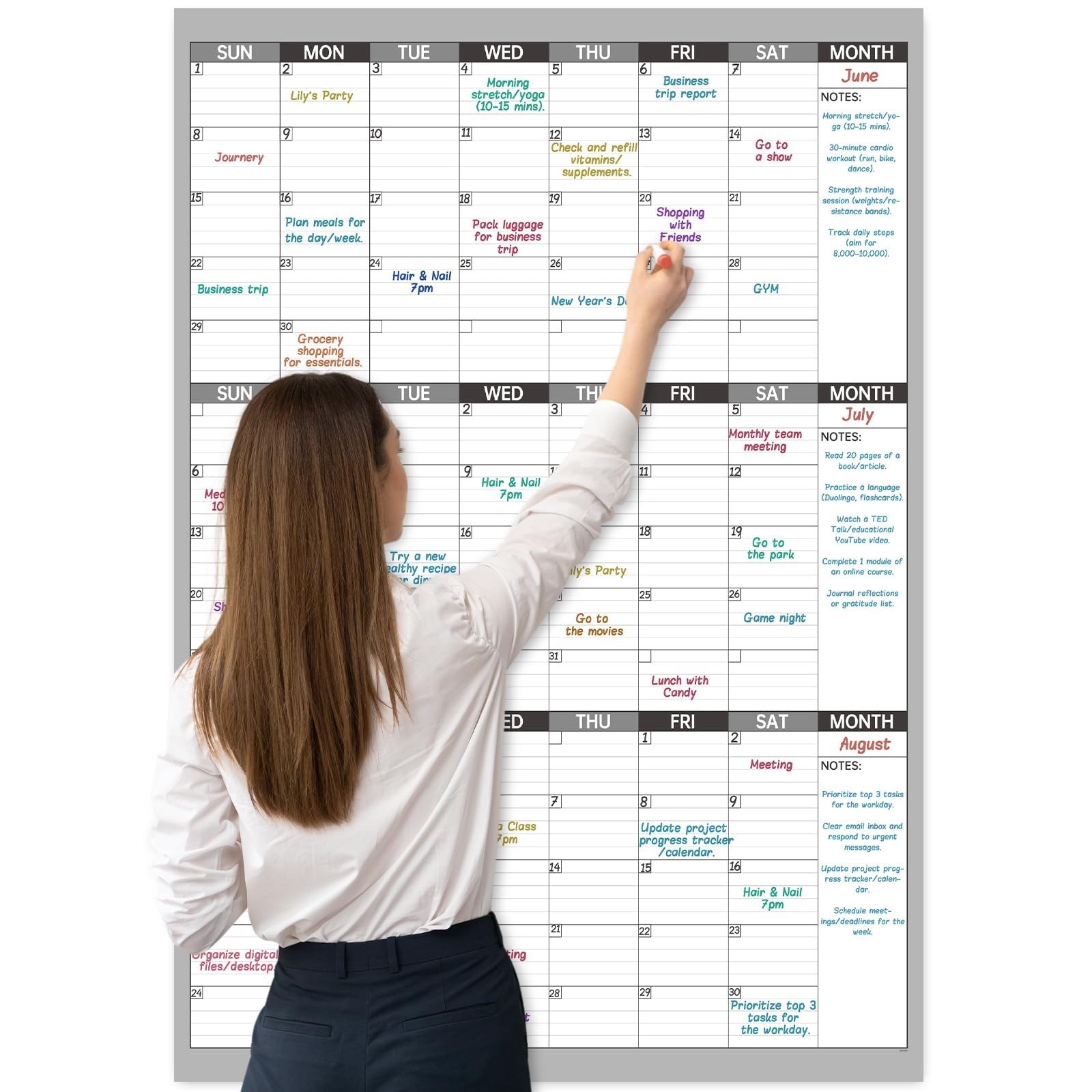 Large Dry Erase Calendar for Wall – Undated 3 Month Wall Calendar, 28″ x 40″(…