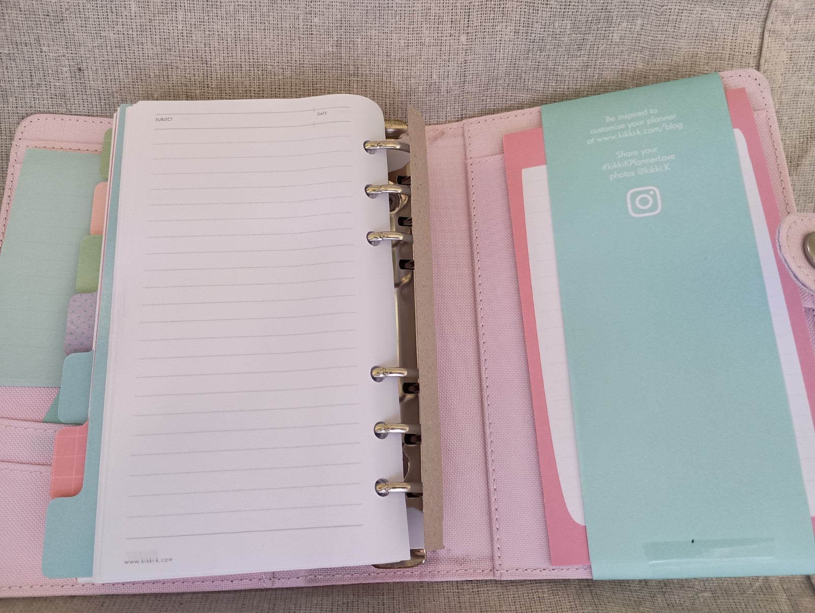 NIB Kikki K Purple Multicolor Spots Canvas Personal Planner Notebook Calendar