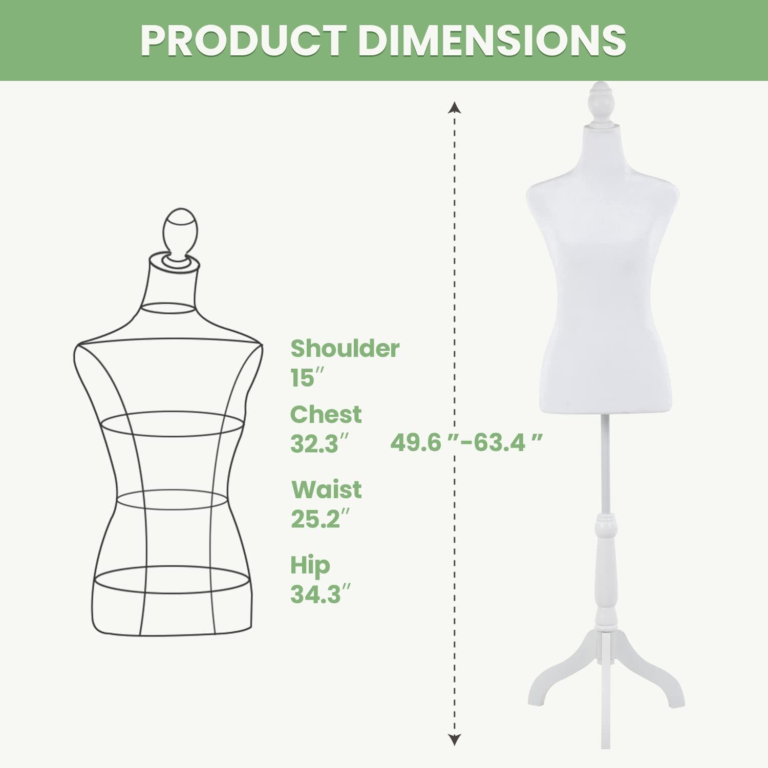 Adjustable Female Mannequin Torso Dress Form Clothing Display W/Tripod Stand