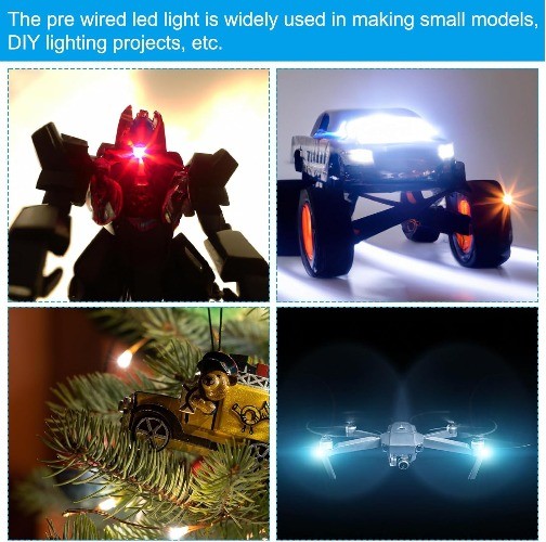 0402 Pre-Wired Micro LED, 25 Pcs Pre-soldered Mini Light Emitting Diodes SMD