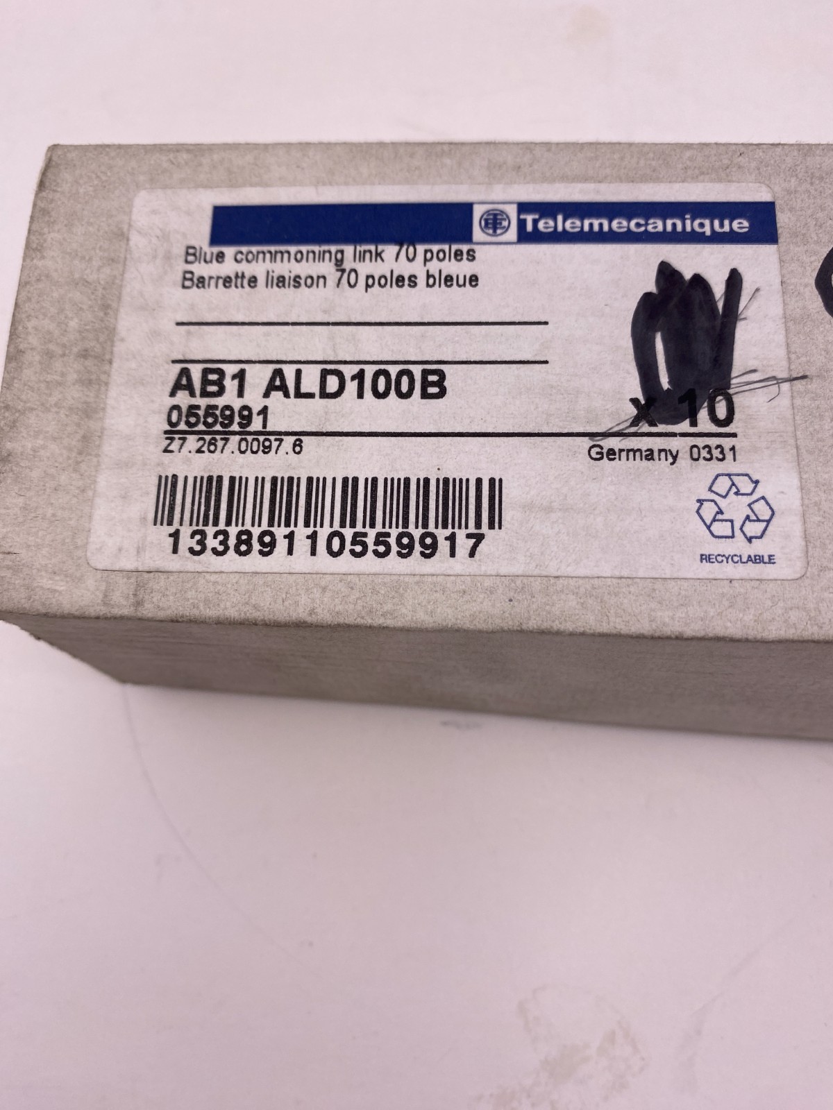 Telemecanique AB1ALD100B Terminal Block Jumper, Sold/pc