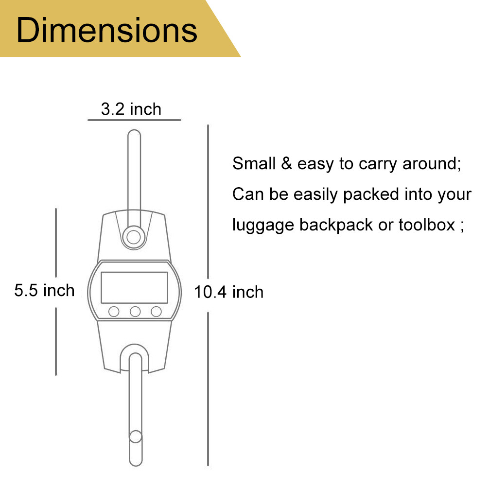 Digital Crane Scale 300 kg/660 lb Industrial Heavy Duty Auto Off Hook Hanging