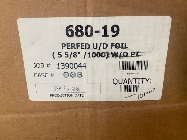 (Case of 10) Unit Dose Foil Roll (MOT-680-19-ROLL)