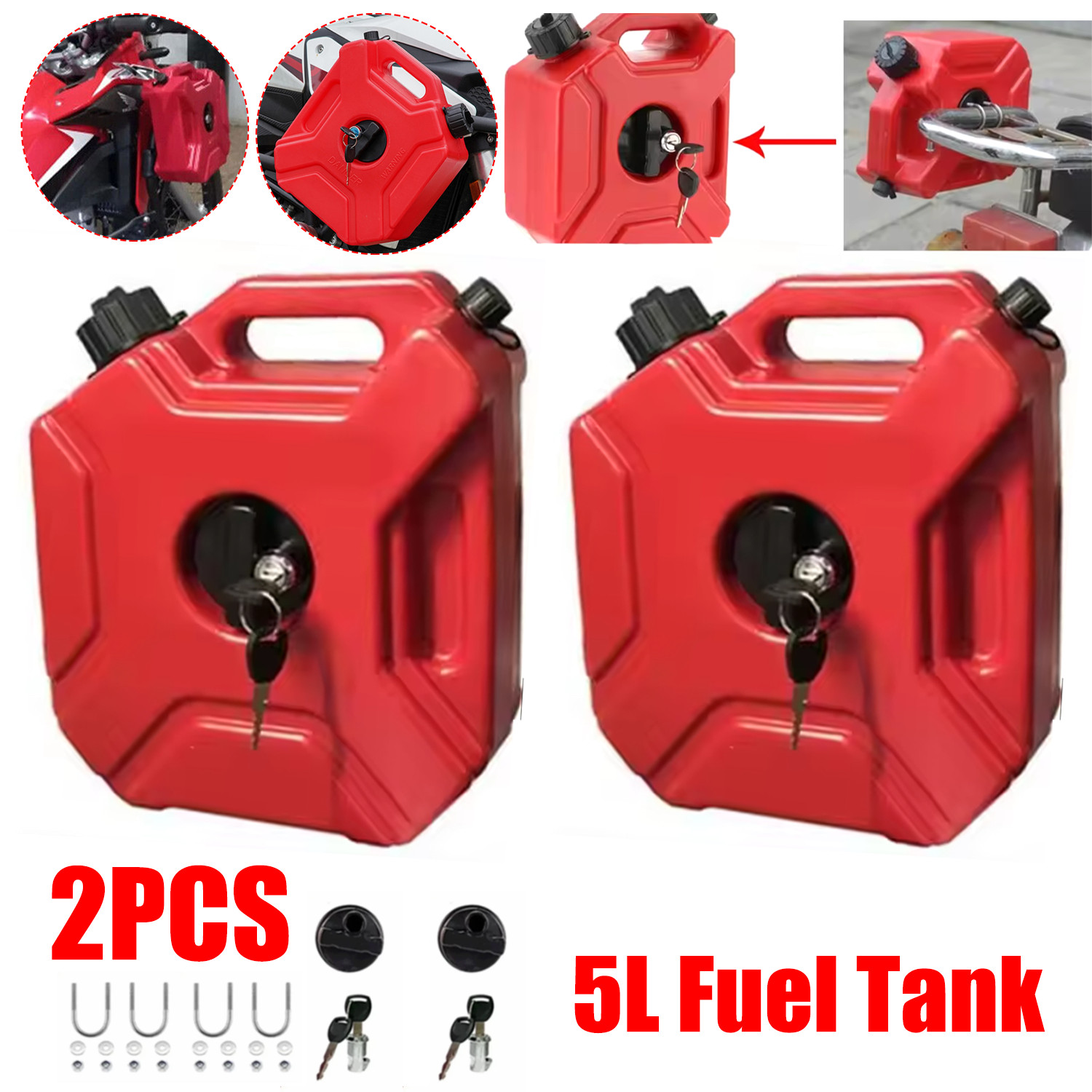 2PC 5L Can Gas Diesel Oil Petrol Spare Tank For Polaris RZR 1000 XP Turbo 4 1000