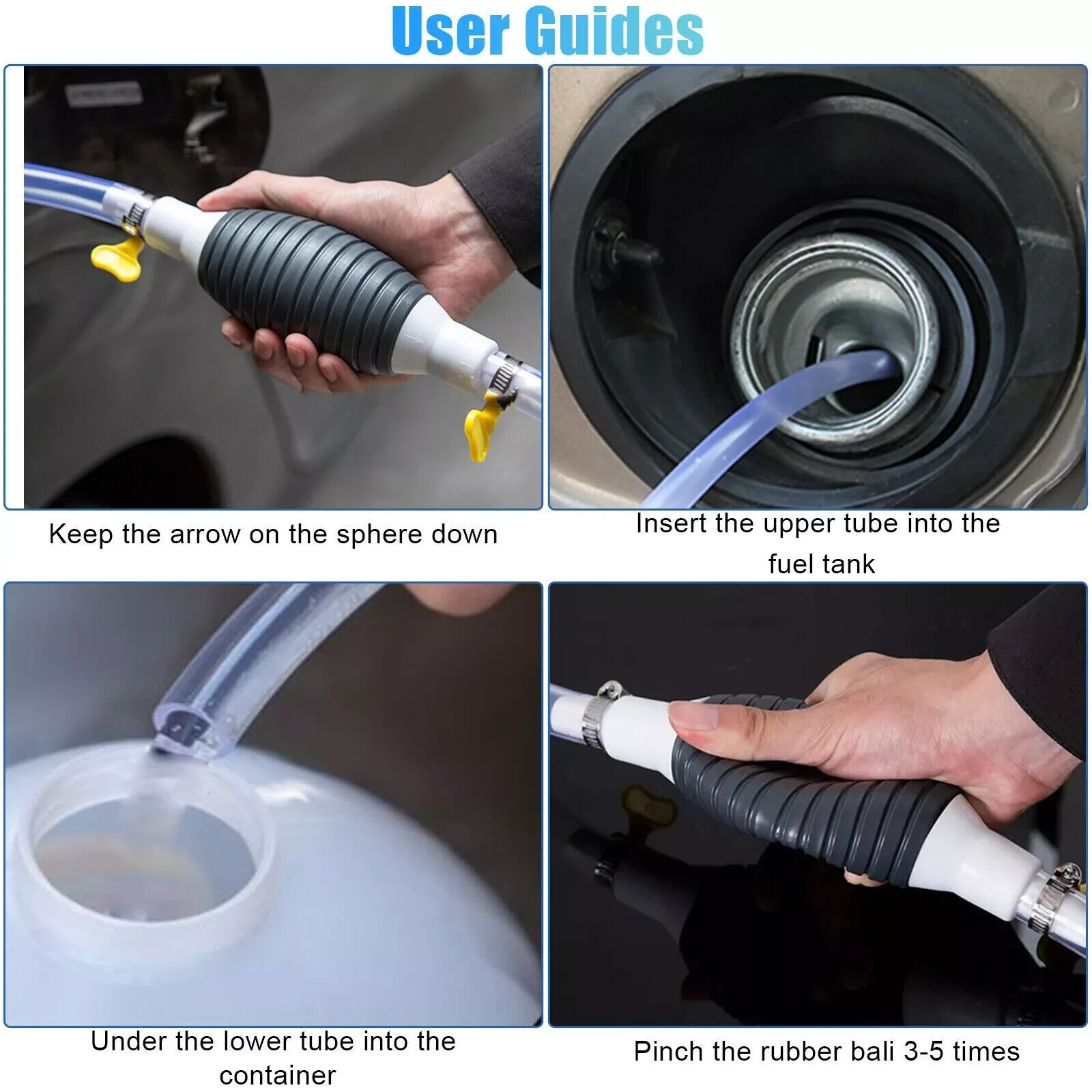 Siphon Hand Pump Portable Manual Car Fuel Transfer Pump for Gas Gasoline Petrol