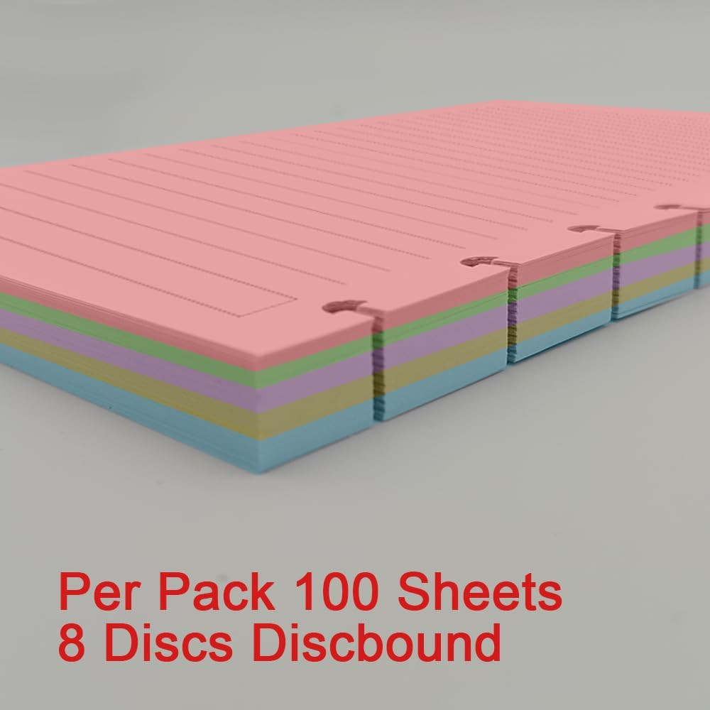 Junior Size TUL Discbound Lined Refill Paper, 8-Disc Disbound Insert, 5 Colors(2