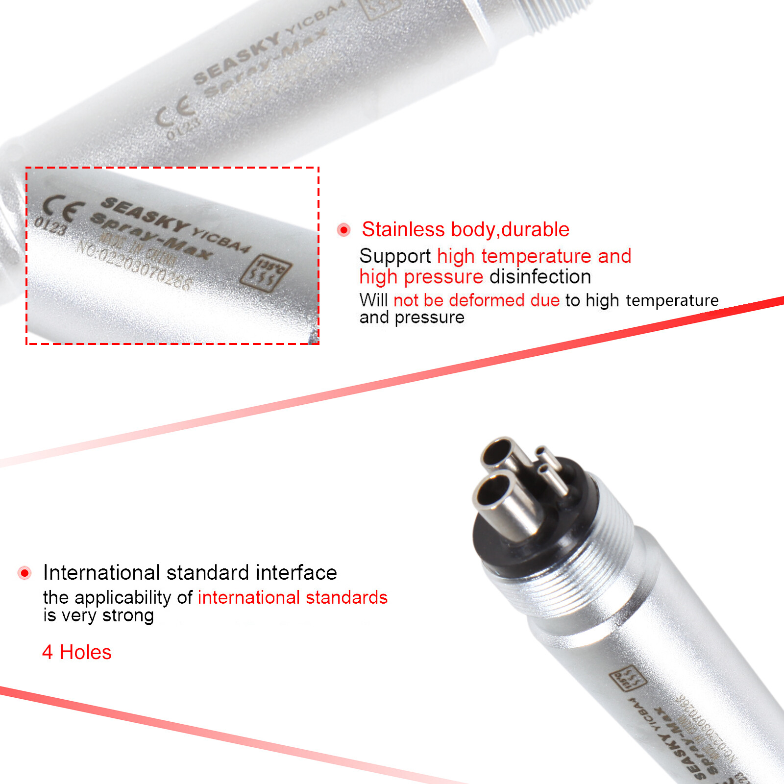 10 Pcs Seasky NSK PANA MAX Style Dental High Speed Turbine Handpiece Push 4Holes
