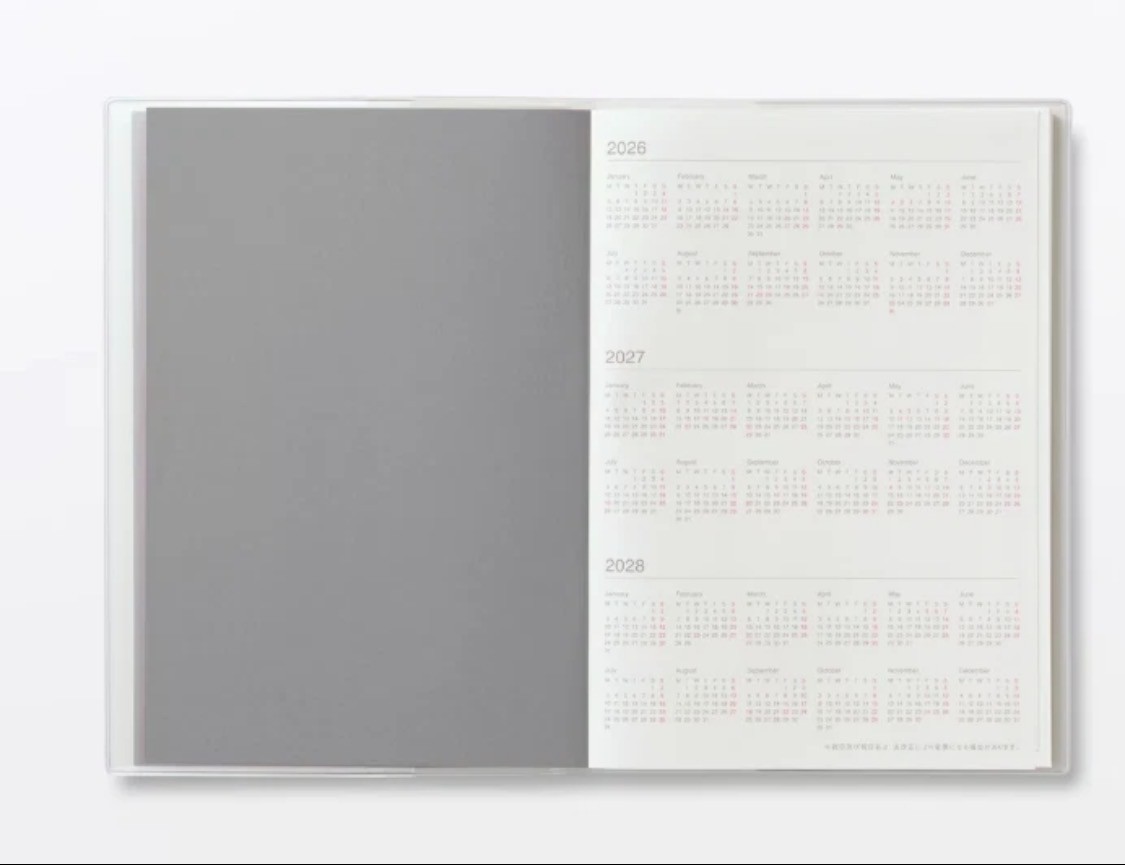 Muji 2026 Vertical Monthly Weekly Planner 2026. 03 – 2027. 04 White B6 or A5