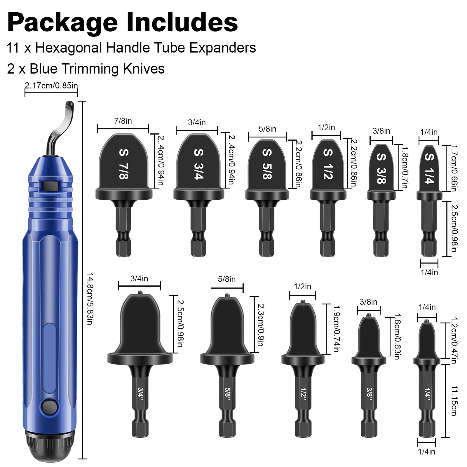 13x Copper Tube Expander & Deburring Scraper Tool HVAC Pipe Flaring Swage Drill
