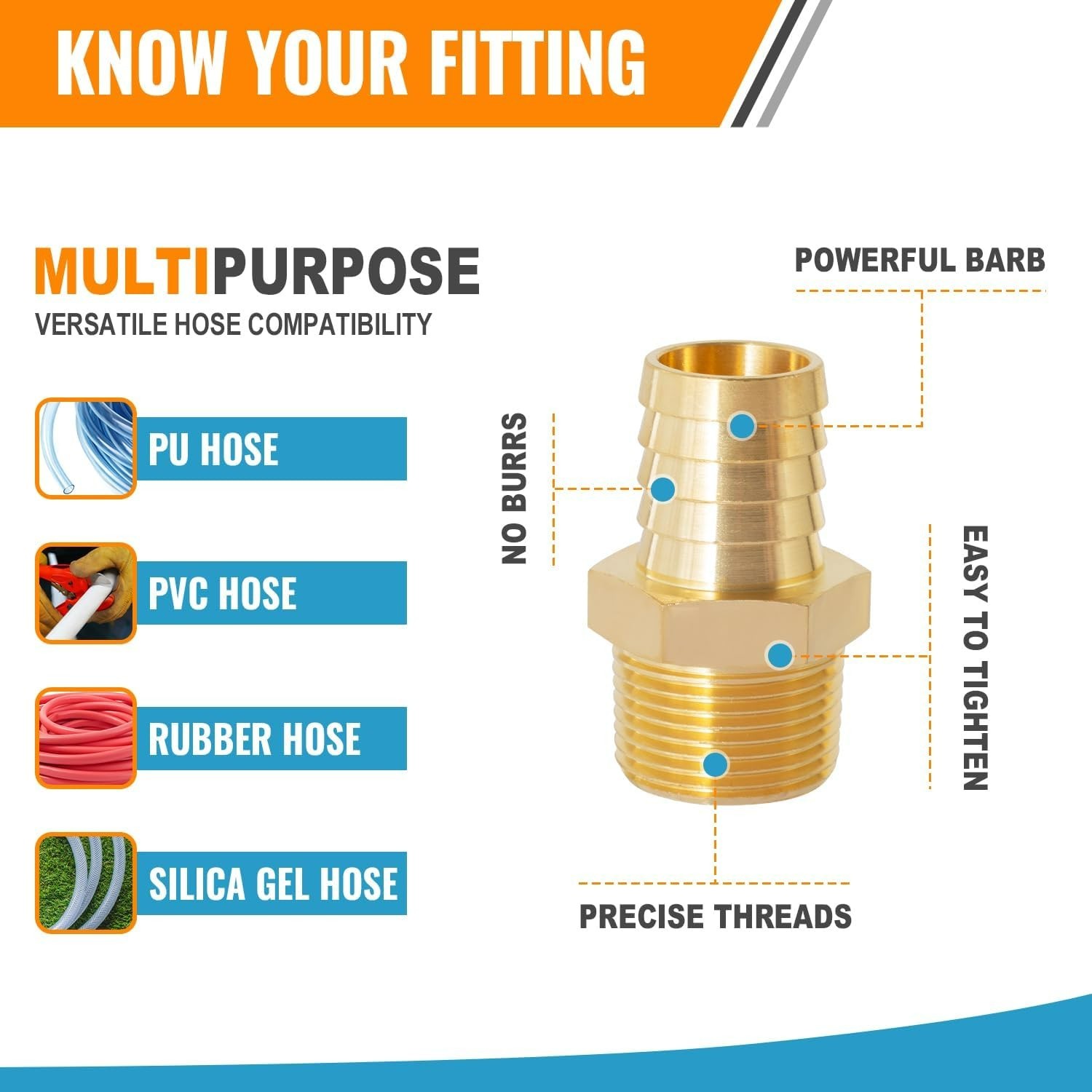 3/8» NPT Brass Hose Barb Fittings, 3/8» NPT Male Thread to 3/8 Inch Barbed …