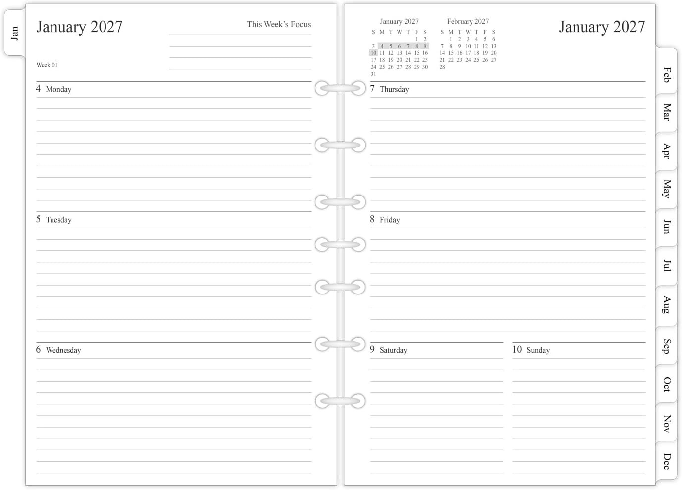 2027 Weekly & Monthly Planner Refill, 5-1/2″ x 8-1/2″, Jan 2027 to Dec 2027, …
