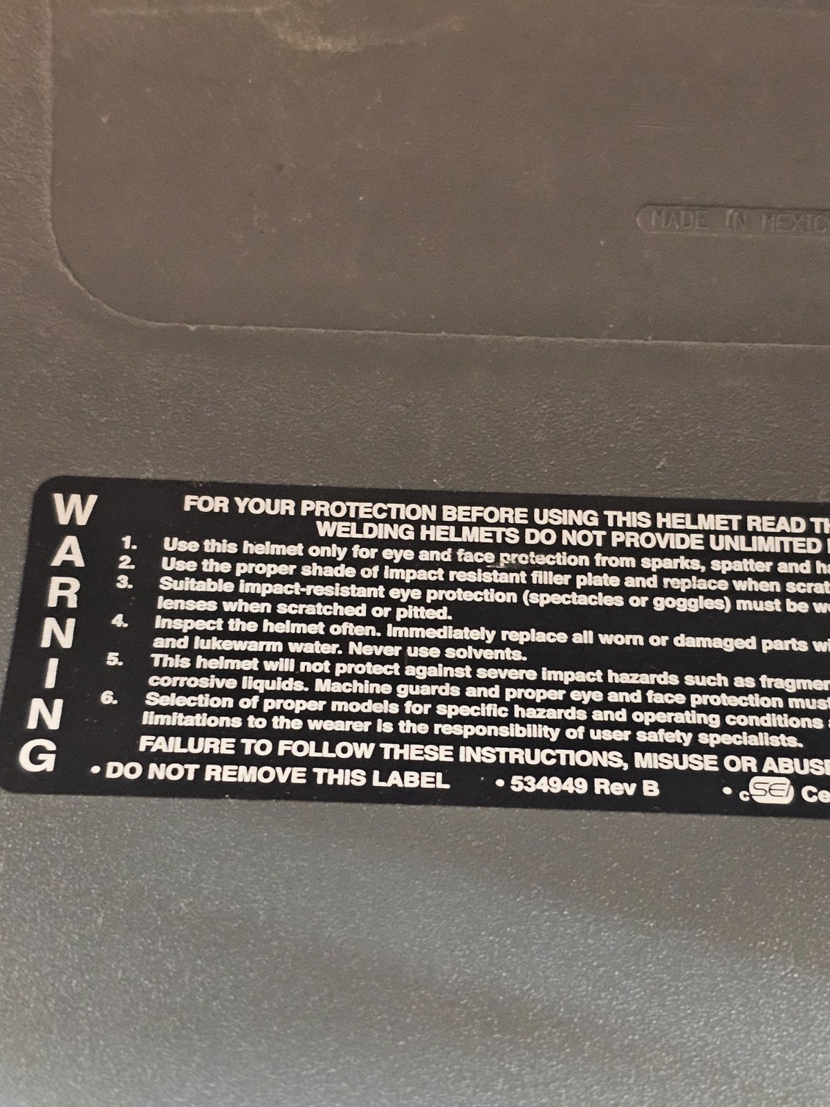 Fibre-Metal 4906GYBP Classic Thermoplastic Welding Helmet NSL15147 *USED*