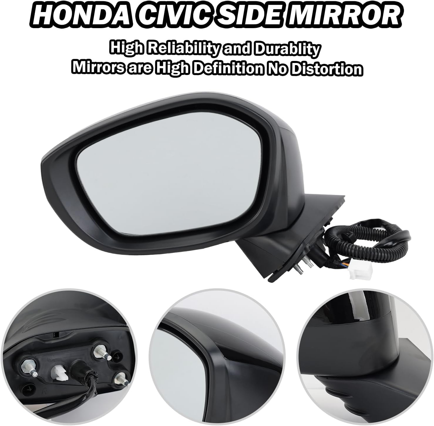 Left Driver Side Mirror Compatible with 2022 2023 2024 2025 Honda Civic Sedan/Ha