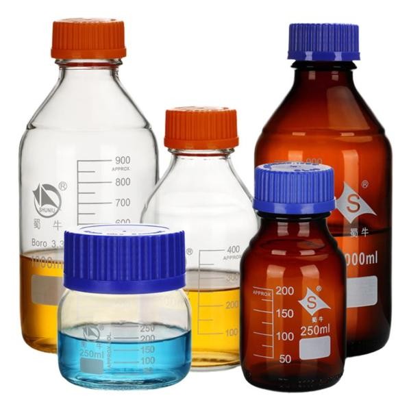 Sample Bottle Lab Supply 100ml-5000ml Amber Borosilicate Reagent GL45 Cap
