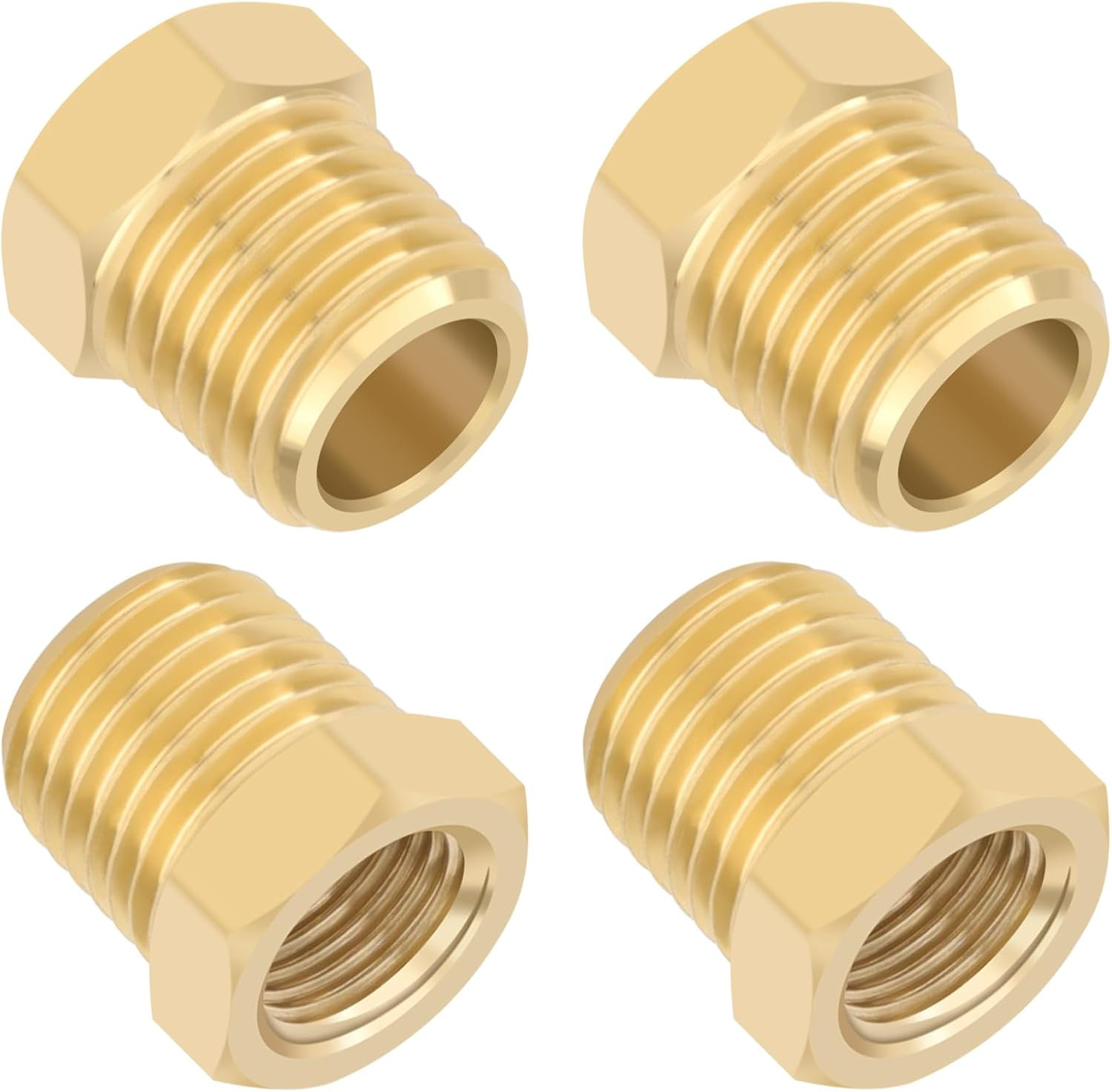 4Pcs Heavy Duty 1/4 NPT Male Thread to 1/8 NPT Female Thread Brass Reducer Hex B