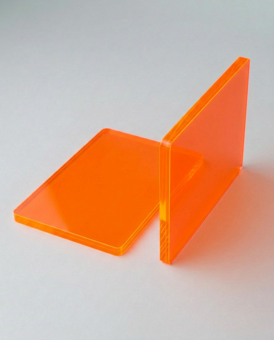 Plexiglas® acrylic glass fluorescent blue red/pink yellow orange plate cut