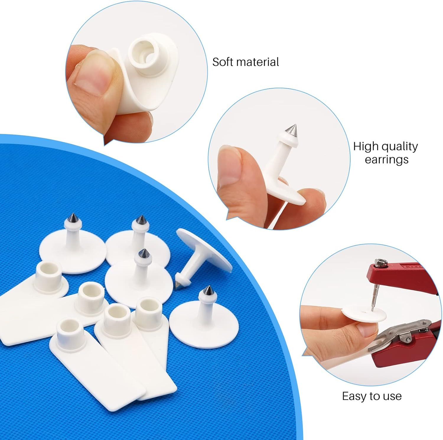 100 Blank Livestock Ear Tags for Goat, Sheep, Cattle, and Pigs (White)