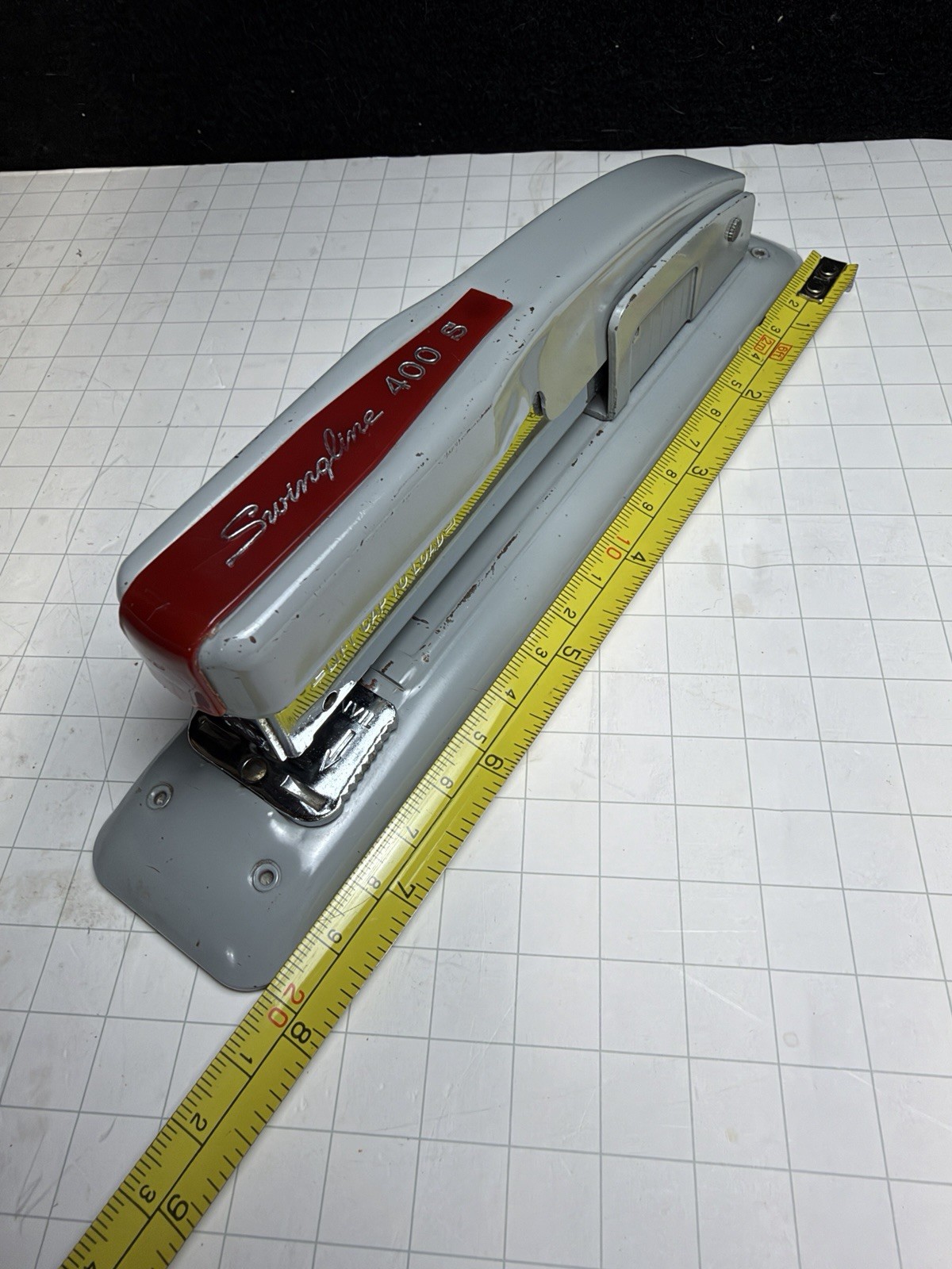 Vintage Swingline 400 S Heavy Duty Gray Red Desk Stapler USA Made Office Supply